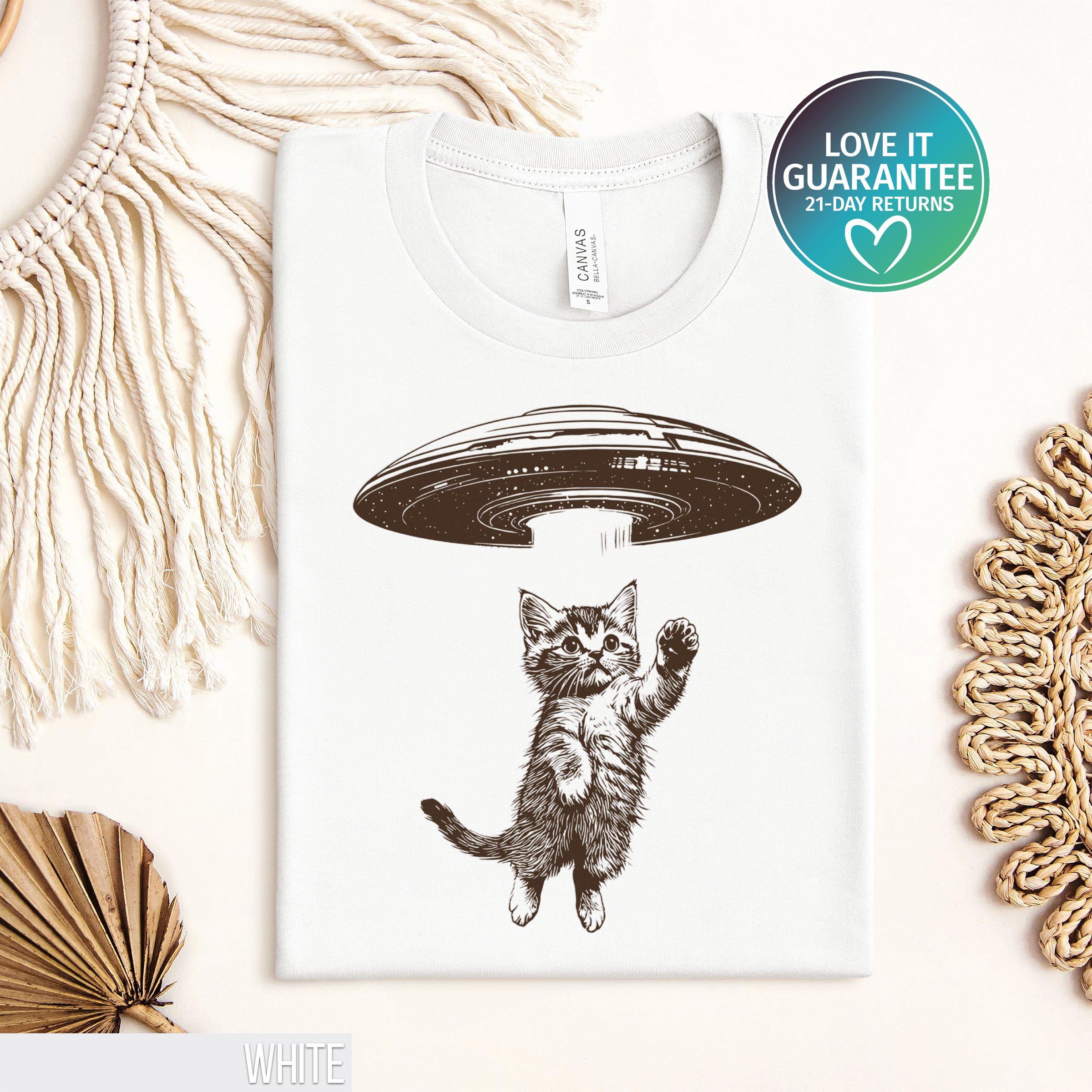 Retro Cat Shirt Space Cat Shirt UFO Shirt Cat Meme Shirt Cat Themed Gifts Silly Shirt Cat Dad Shirt Funny Cat Shirt Cat TShirt Graphic Tee – Soft Feel · Top Pick For Any Outfit