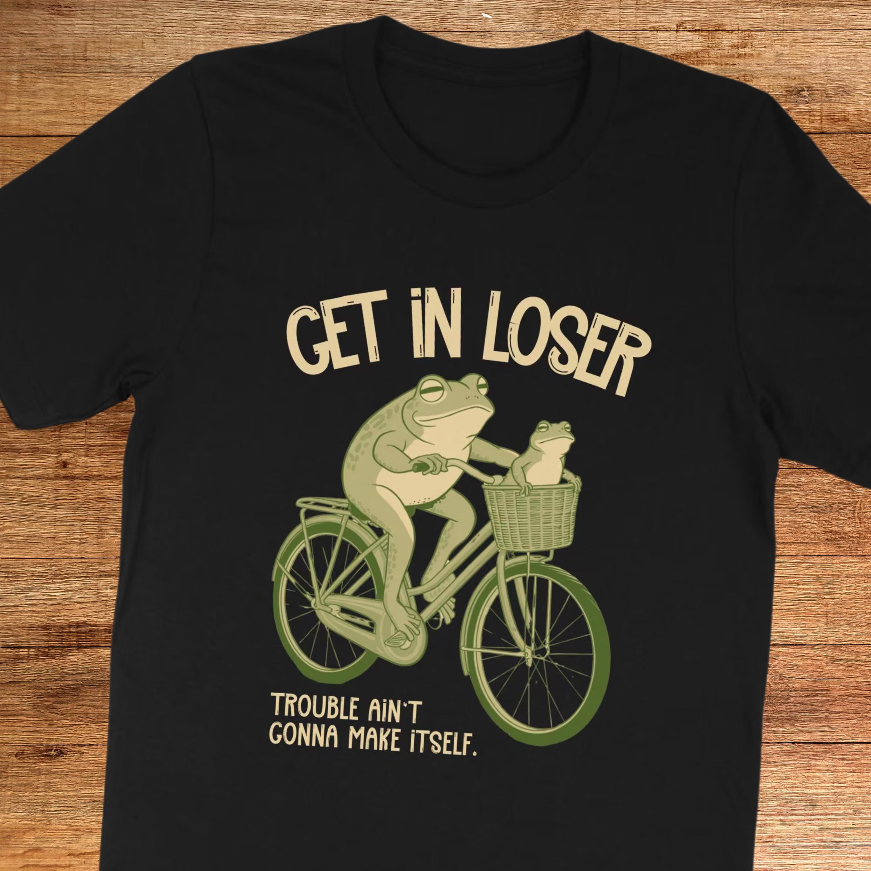 Funny Frog TShirt Get In Loser Frogs on Bicycle Graphic Tee Cute Frog Humor Shirt Funny Quote Tee Trendy Graphic Tee Gift Graphic Tee – Easygoing Wear · Top Pick For Any Outfit