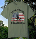 Christian Military Fear No Evil Tee Unisex Army Religious Tee Christian Apparel Soldier Gift Patriotic USA Pride Shirt Graphic Tee – Warm & Stylish · Perfect For Daily Wear