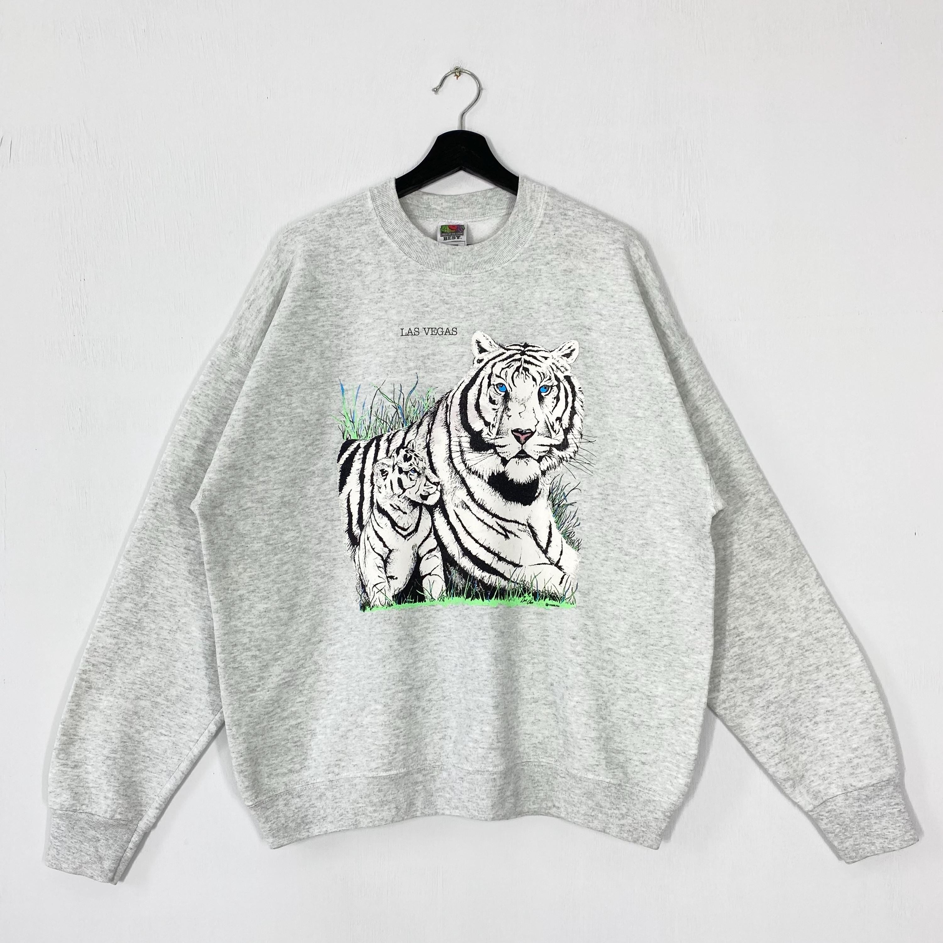 Vintage 90s Outdoor Outfitters Sweatshirt White Tiger Crewneck Deer Sweater Pullover Dog Eagle Wolf Ducks Unlimited Print Logo Grey XLarge Sweatshirt – Everyday Comfort · Must-Have Style