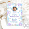 Winter Birthday Invitation Blue Purple Pastel Winter Onederland Invitation Photo Snowflake Invitation Snow Birthday Invite Christmas WO13 Graphic Tee – Cozy Vibes · High-Quality Print