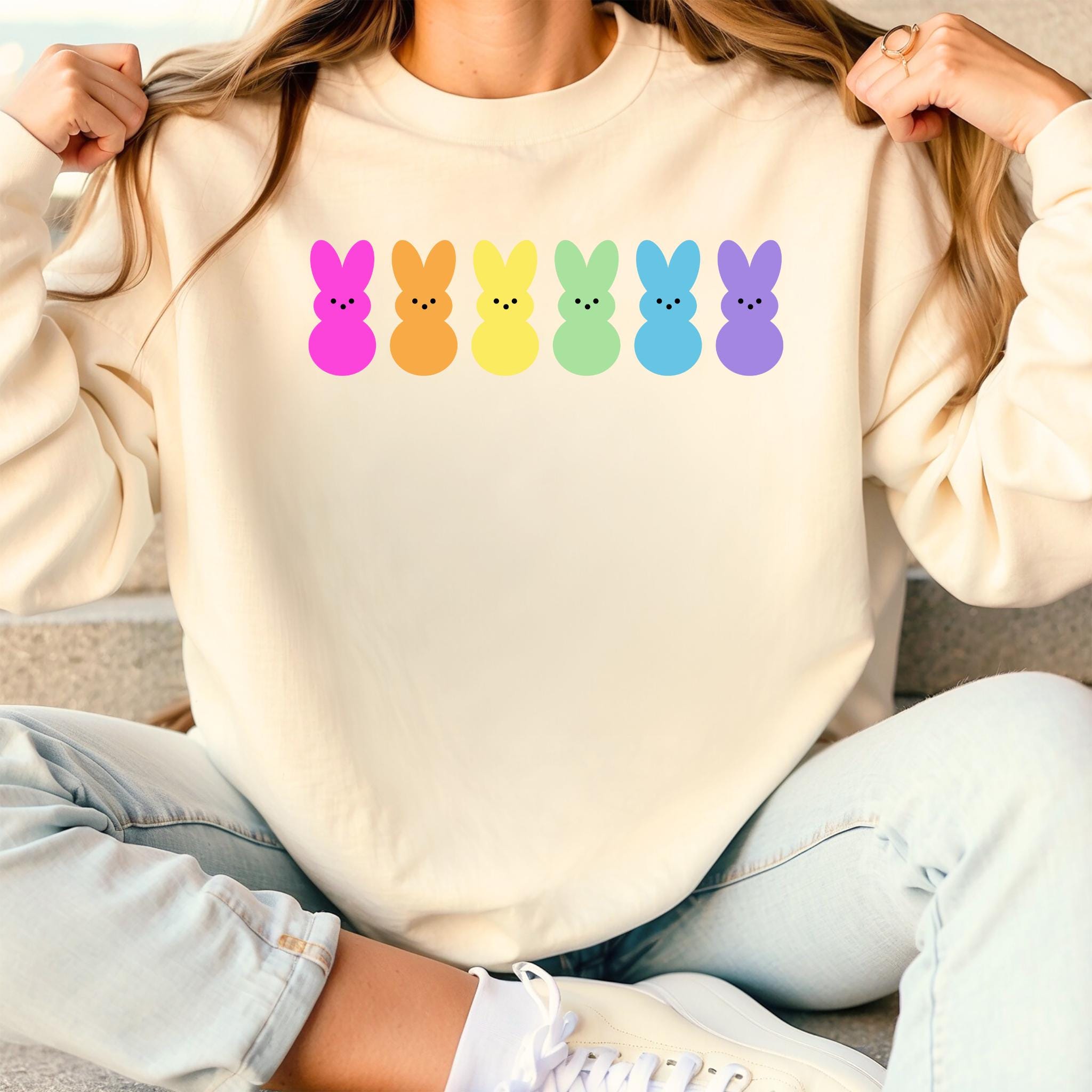 Easter Bunny Peeps Sweatshirt Easter Hoodie Easter Shirt Bunny Peeps Shirt Easter bunnies long sleeve Kids t shirt Kids easter shirt Hoodie – Soft Feel · Top Pick For Any Outfit