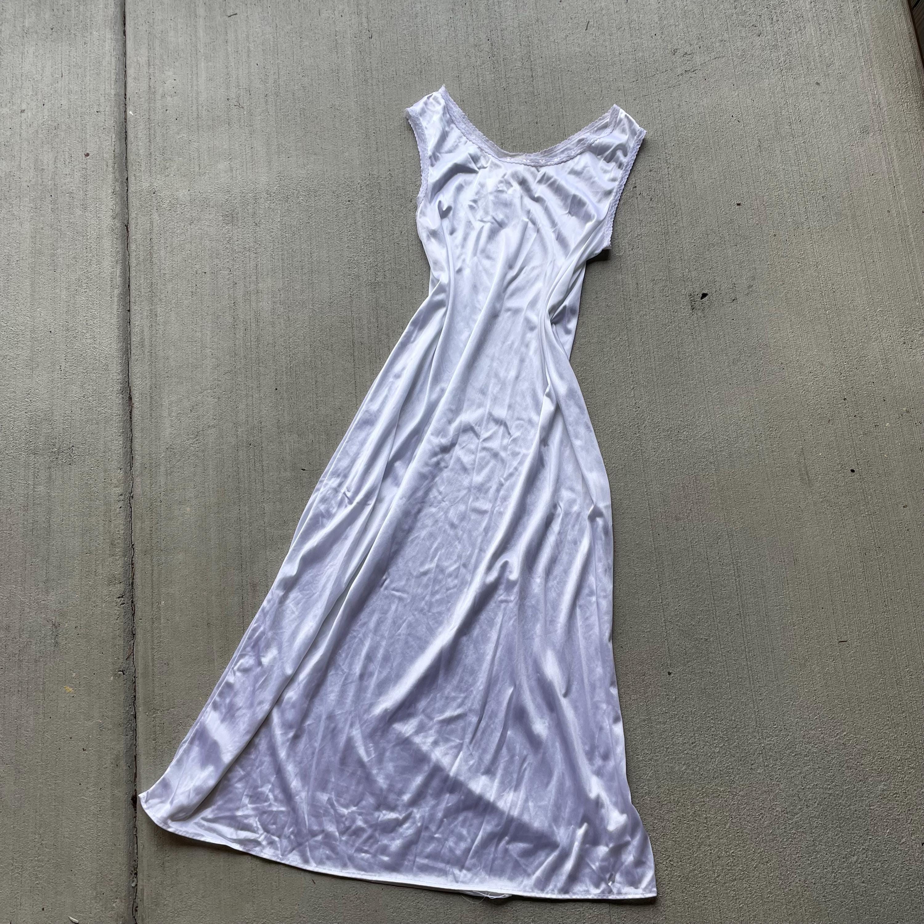 90s vintage white satin slip dress maxi size S Graphic Tee – Soft Feel · Trending Graphic Apparel