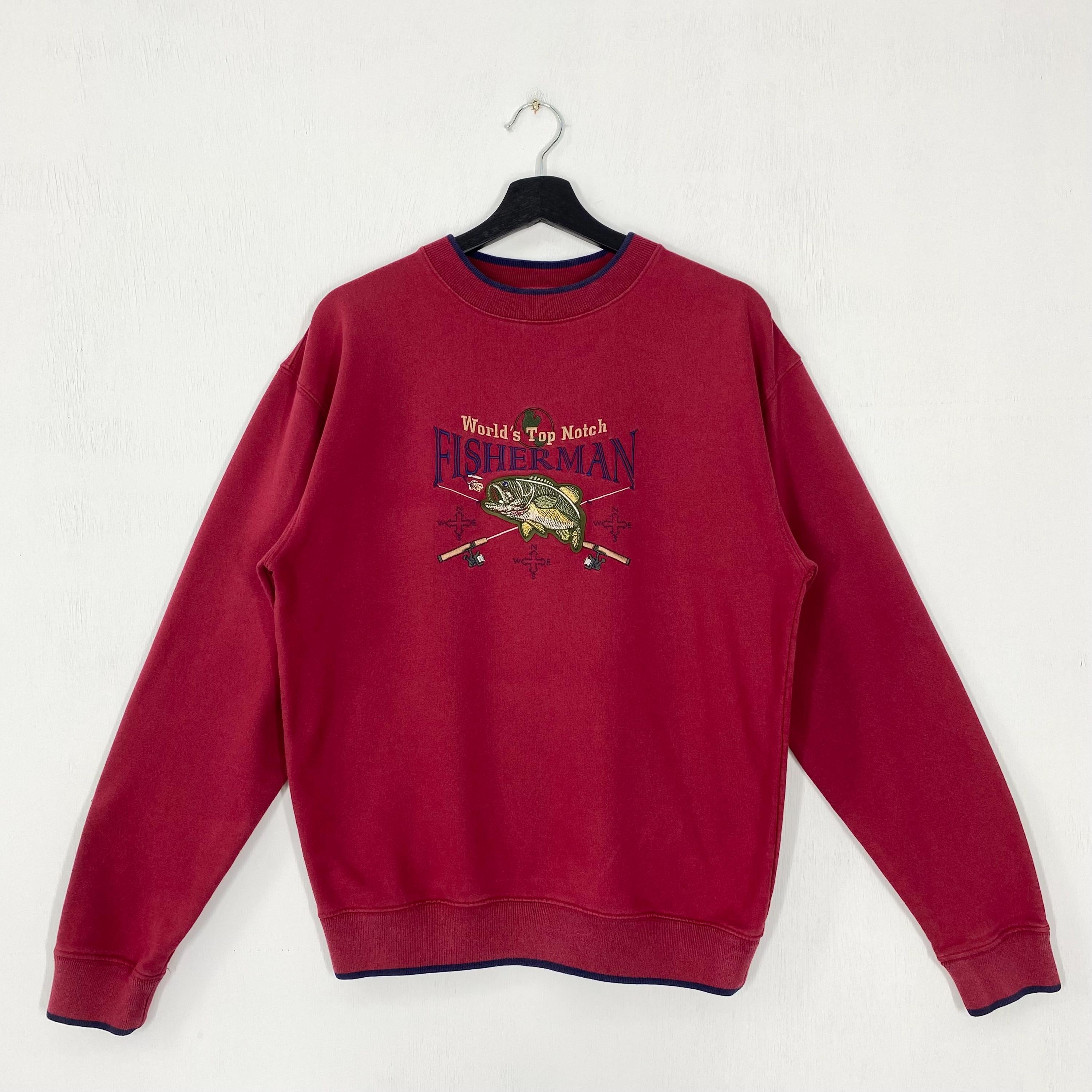 Vintage Outdoor Outfitters Sweatshirt Fish Crewneck Largemouth Fish Sweater Pullover Lake And Timber Fish Embroidered Logo Red Medium Sweatshirt – Warm & Stylish · Must-Have Style
