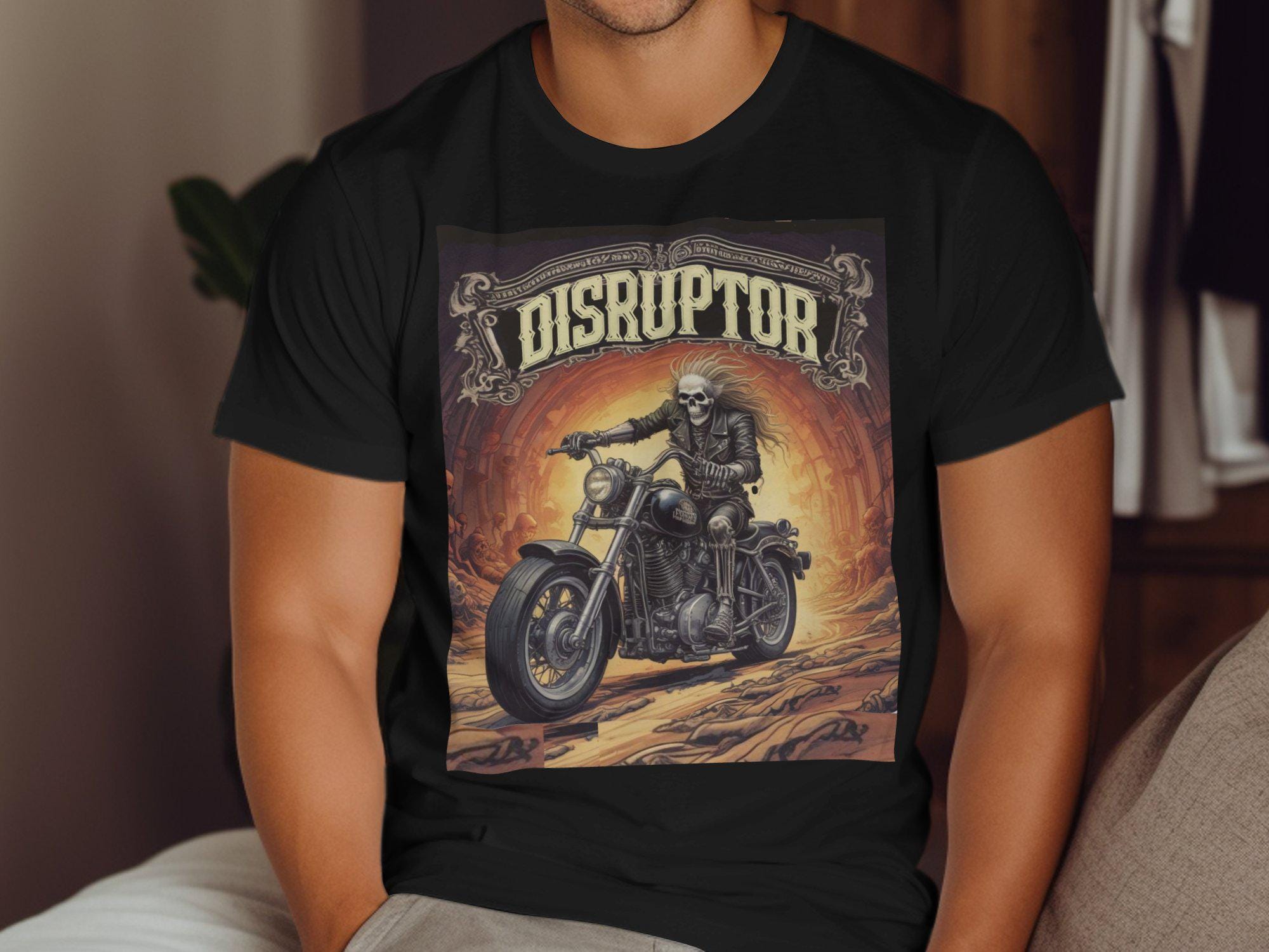 Skull Rider T Shirt Disruptor Motorcycle Biker Tee Skeleton Biker T Shirt Vintage Motorcycle Graphic Tee Cool Rider T Shirt Graphic Tee – Bold Style · Top Pick For Any Outfit