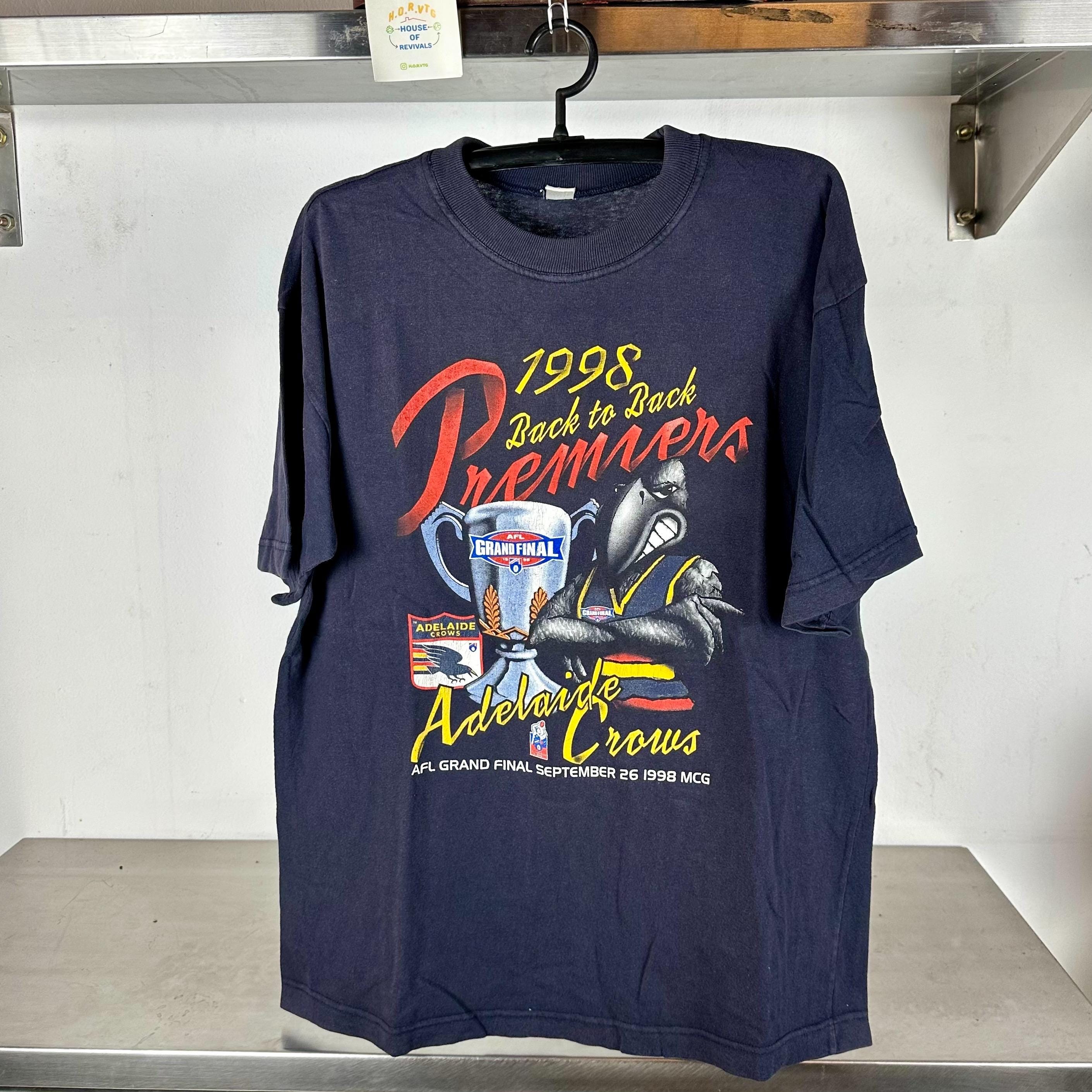 Vintage 1998 Adelaide Crows Back to back Premiers AFL Australian Football League Grand Final XL T shirt Vintage AFL Tees Adelaide Crows Graphic Tee – Bold Style · Top Pick For Any Outfit