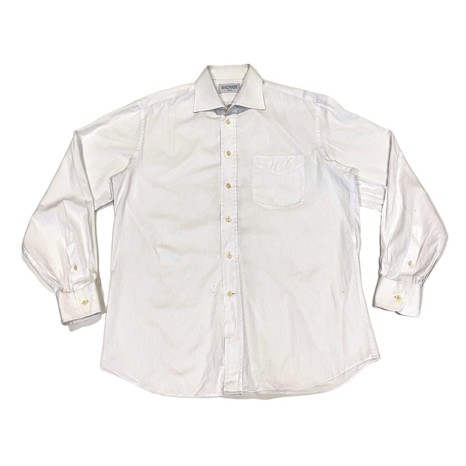 Pierre Balmain Mens Shirt Vintage Designer Button Up Collar Formal White Graphic Tee – Warm & Stylish · High-Quality Print