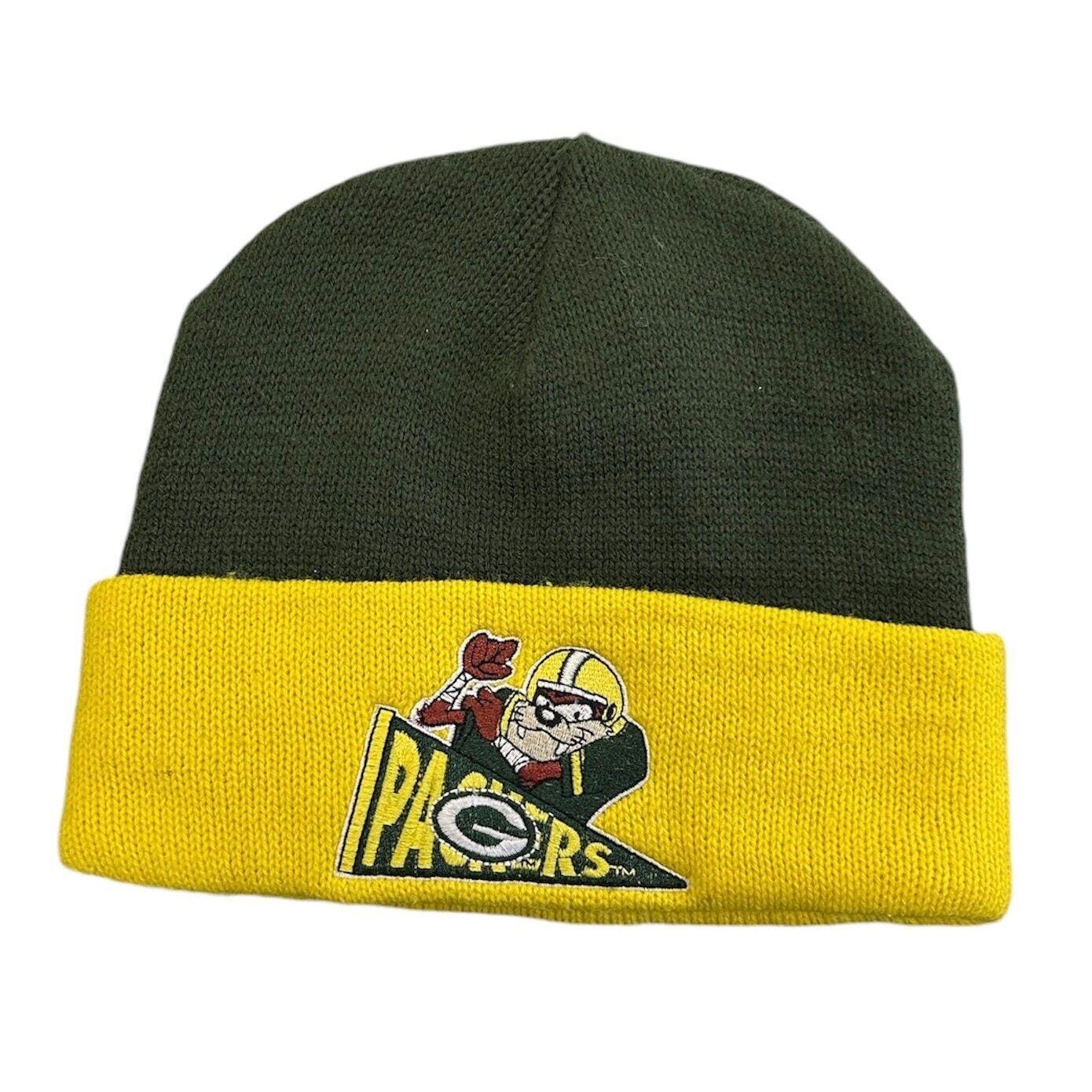 Vintage 9039s Green Bay Packers Taz Green Beanie Graphic Tee – Aesthetic Look · Trending Graphic Apparel