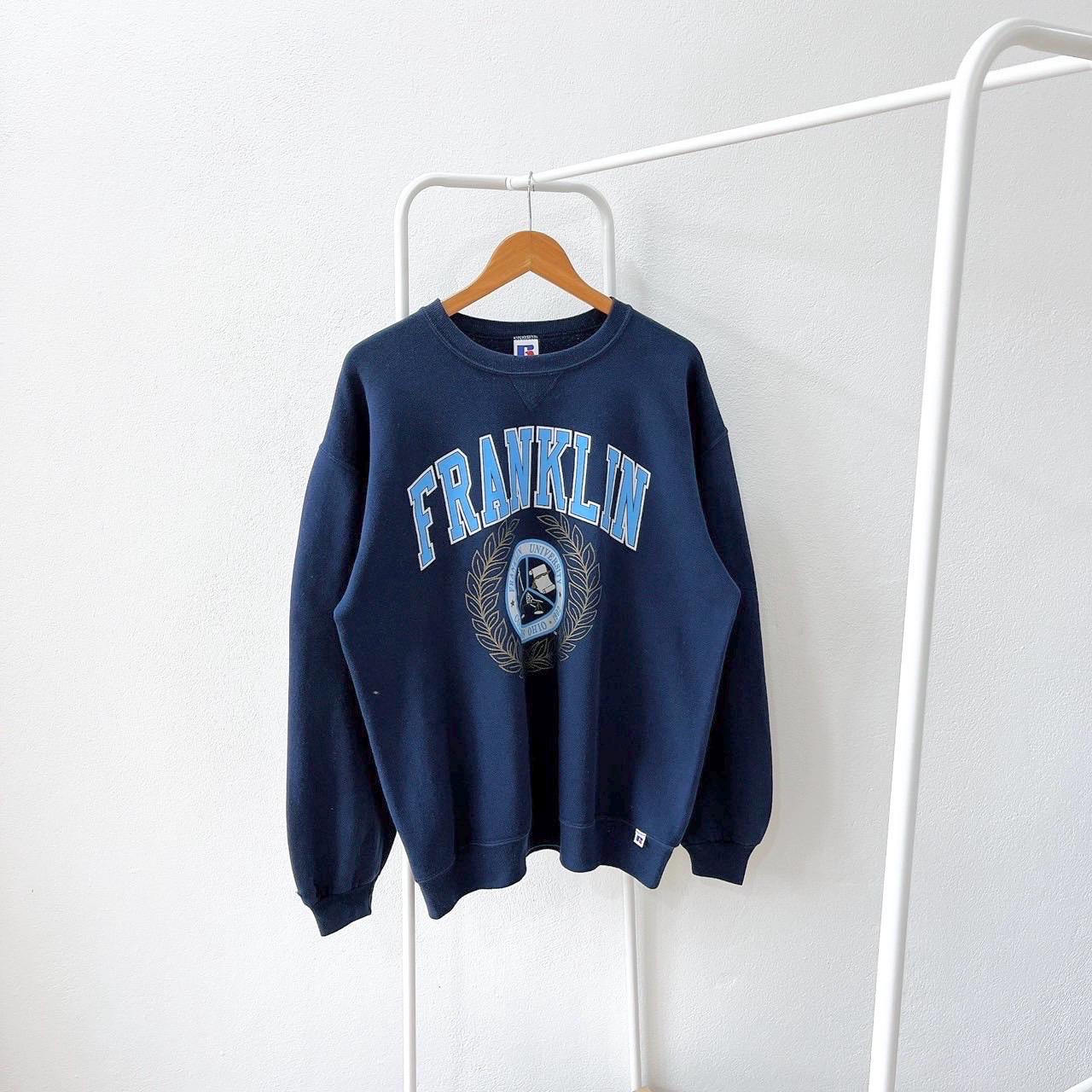 Vintage 90s Franklin University big logo Made in USA vintage Russell blue sweatshirt XL Sweatshirt – Everyday Comfort · Trending Graphic Apparel