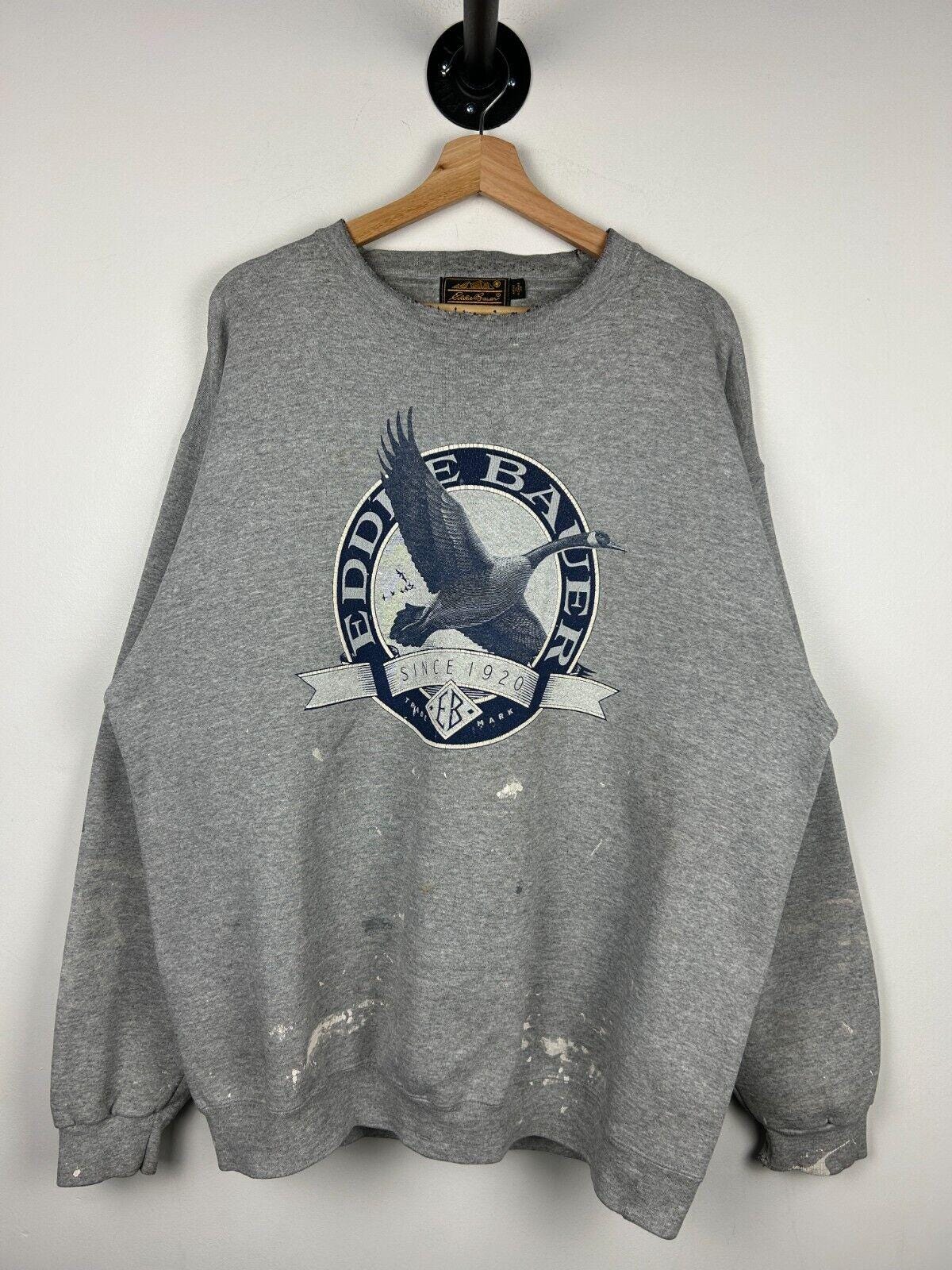 Vintage 90s Eddie Bauer Goose Paint Splattered Grey Crewneck Size XL Graphic Tee – Feel-Good Design · High-Quality Print