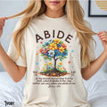 Christian Shirt Abide Flowers Tee Boho Christian T Shirt Bible Verse Floral Faith Tshirt Worship Gift for Christian Graphic Tee – Aesthetic Look · Great Gift For Fans