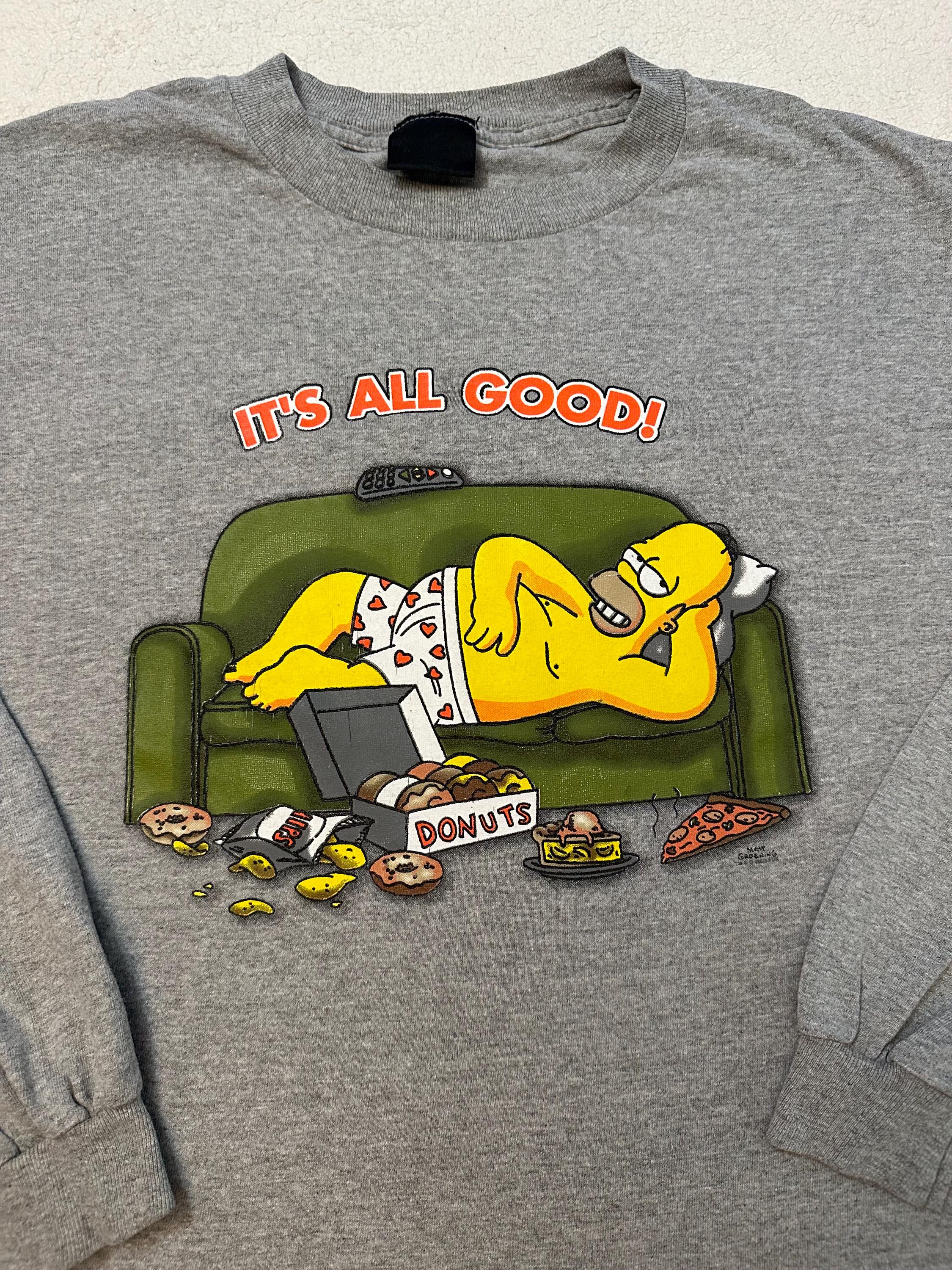 Vintage 2000s Y2K The Simpsons Homer Simpson It39s All Good Long Sleeve T Shirt L Graphic Tee – Fan Favorite · Must-Have Style