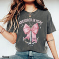 Christian Shirt Anchored in Hope Tee Nautical Bow T Shirt Bible Verse Coquette Faith T Shirt Cross Christian Gift Graphic Tee – Cozy Vibes · High-Quality Print