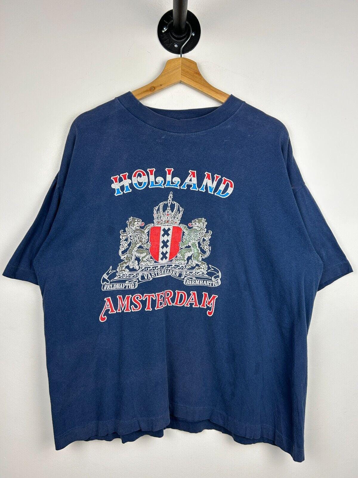 Vintage 90s Amsterdam Holland Navy Tee Size XL Graphic Tee – Bold Style · Must-Have Style