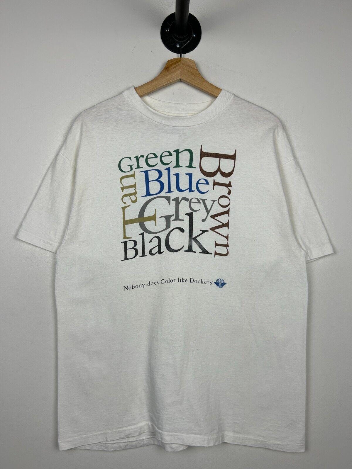 Vintage 90s Dockers Nobody Does Colour Like White Art Tee Size L Graphic Tee – Aesthetic Look · High-Quality Print