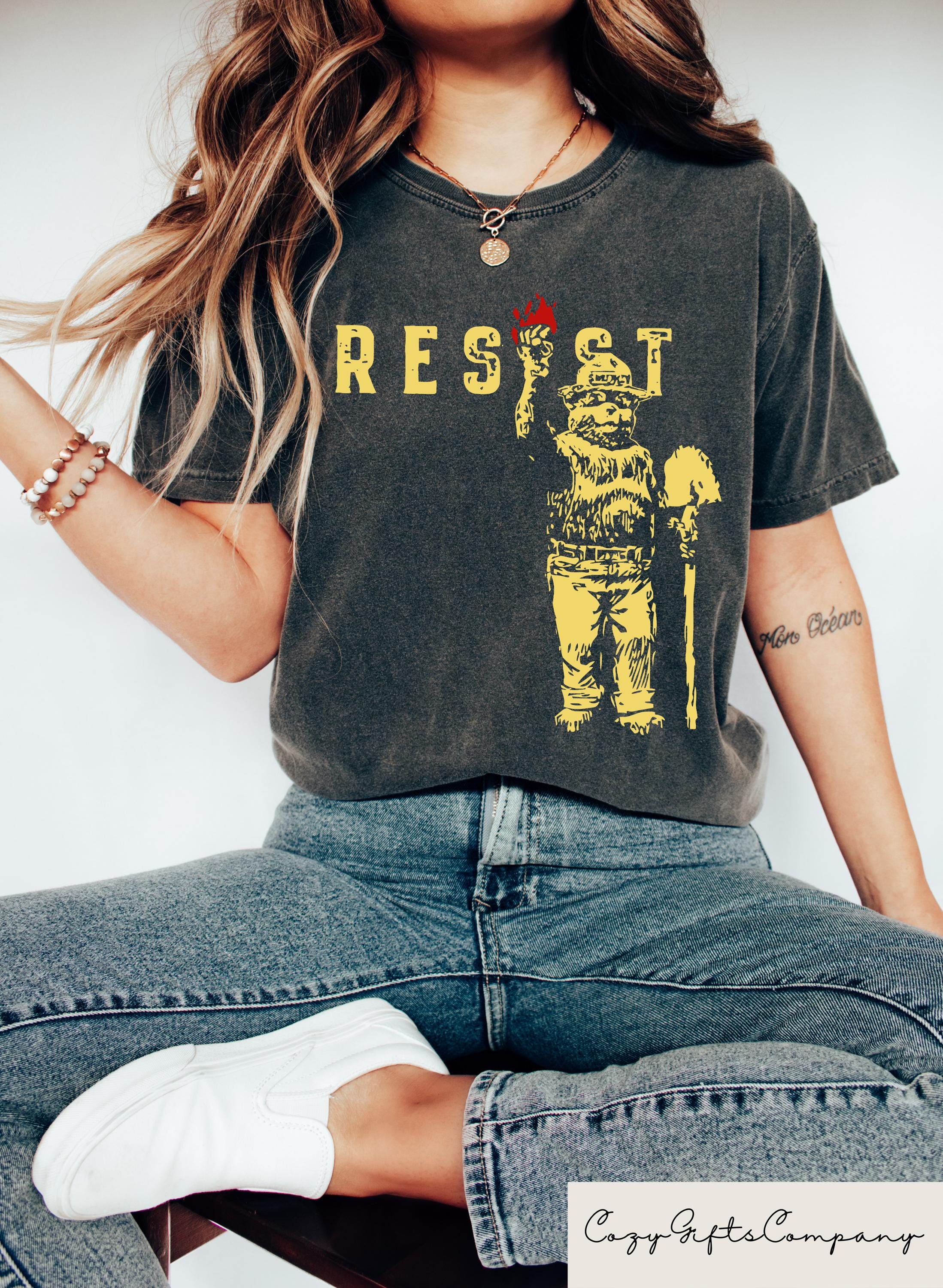 Smokey Bear Resist T shirt Environmental Activism Shirt National Park Sweatshirt Activist Women Gift Retro Comfort Resist Girl Tee Sweatshirt – Easygoing Wear · Must-Have Style