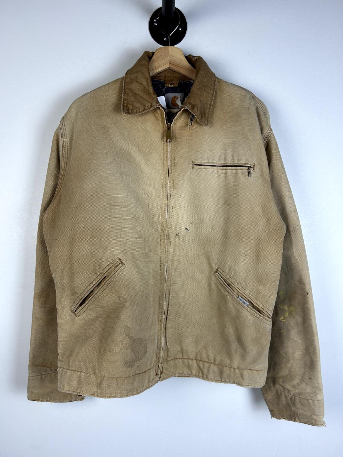 Vintage 9039s Carhartt Faded Beige Detroit Cropped Jacket Size L Graphic Tee – Cozy Vibes · High-Quality Print