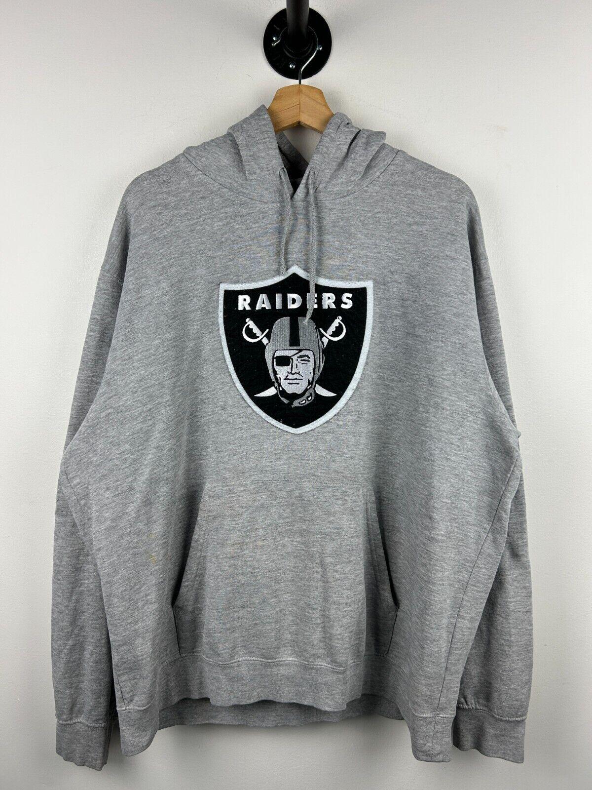 Vintage NFL Majestic Las Vegas Raiders Embroidered Grey Hoodie Size XL Hoodie – Warm & Stylish · High-Quality Print