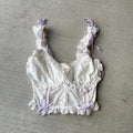 For Love Lemons white and purple lace eyelet corset top size 36DD Graphic Tee – Soft Feel · High-Quality Print