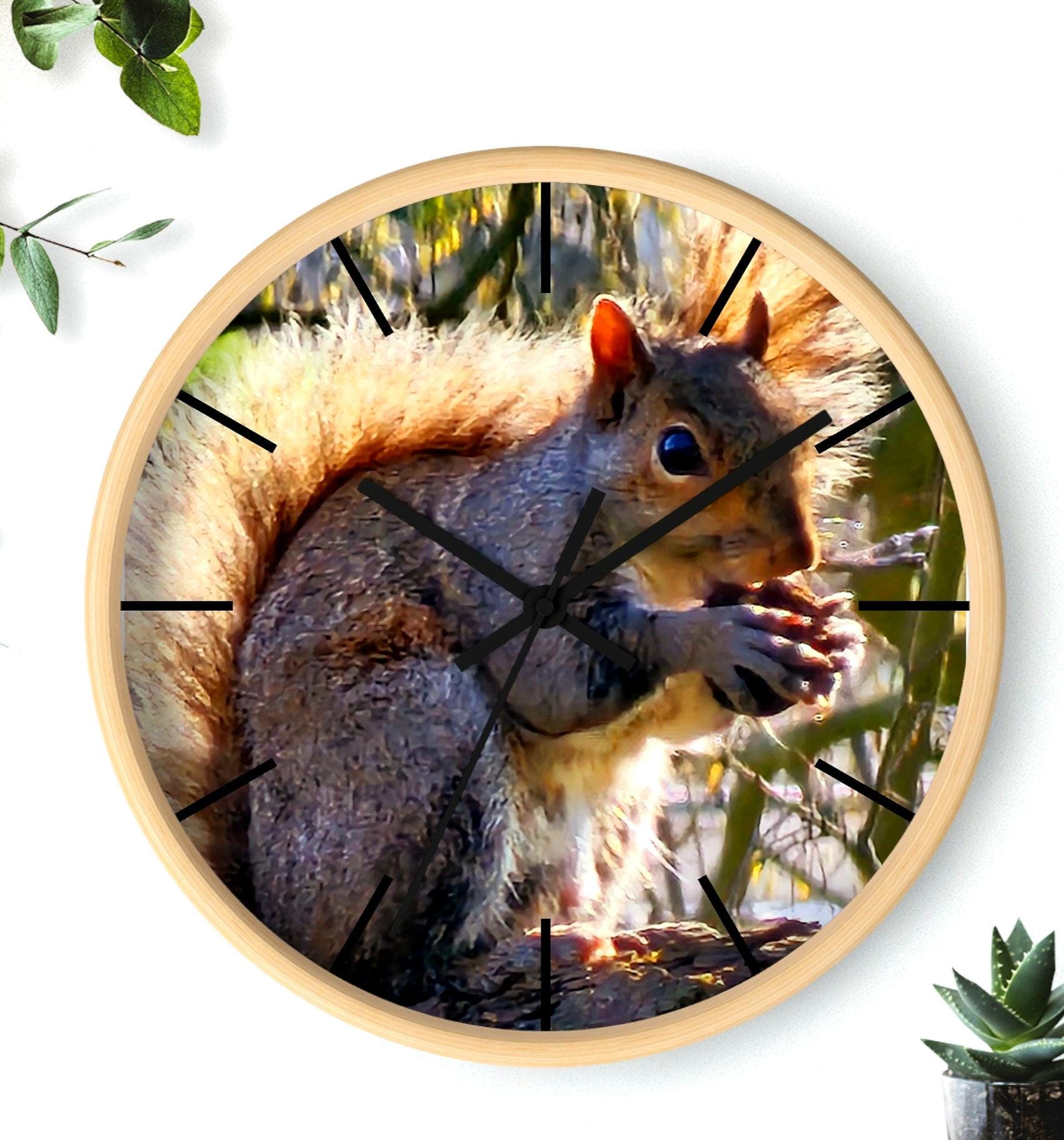 Squirrel Wall Clock Nature Lover Clock Home RV Cabin Wall Clock Animal Lover Clock Squirrel Home Decor Rustic Home Decor Kids Room Graphic Tee – Easygoing Wear · Must-Have Style