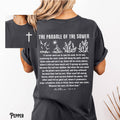 Christian Shirt Parable of The Sower Tee Bible Verse T Shirt Front and Back Scripture Faith Cross Gift For Christian Graphic Tee – Bold Style · Perfect For Daily Wear