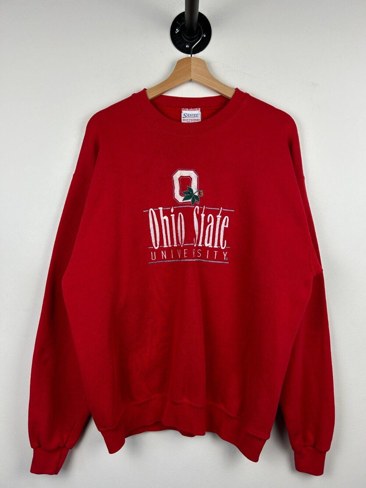 Vintage 90s Ohio State University Embroidered Red Crewneck Size L Graphic Tee – Feel-Good Design · Must-Have Style