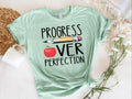Progress Over Perfection Shirt Shirt For Teacher Shirt For Teacher Gift Tee Shirt Teacher Progress Over Shirt Appreciate Teacher Shirt Graphic Tee – Cozy Vibes · High-Quality Print