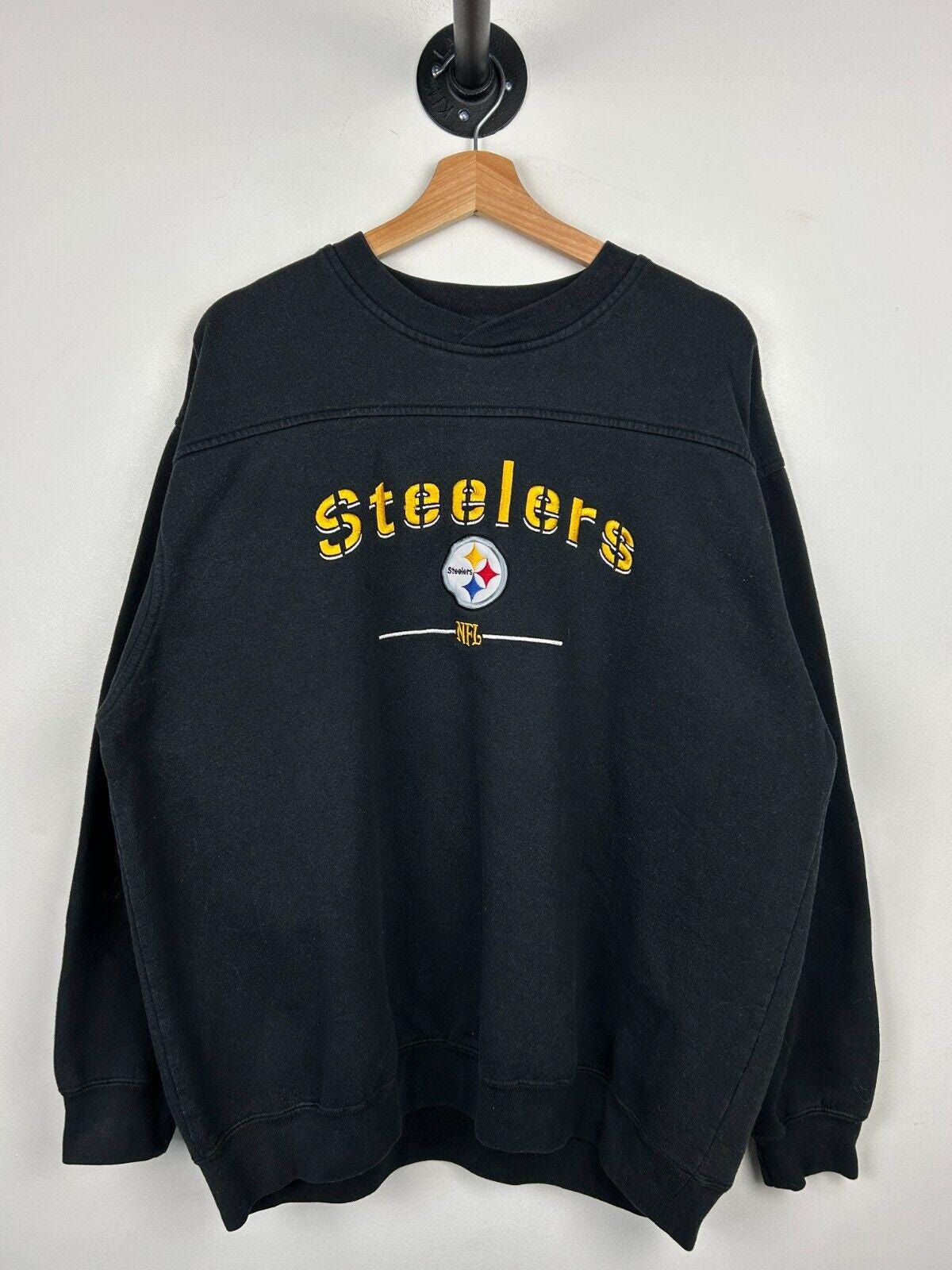 Vintage NFL Pittsburgh Steelers Embroidered Black Crewneck SIze L Graphic Tee – Cozy Vibes · High-Quality Print