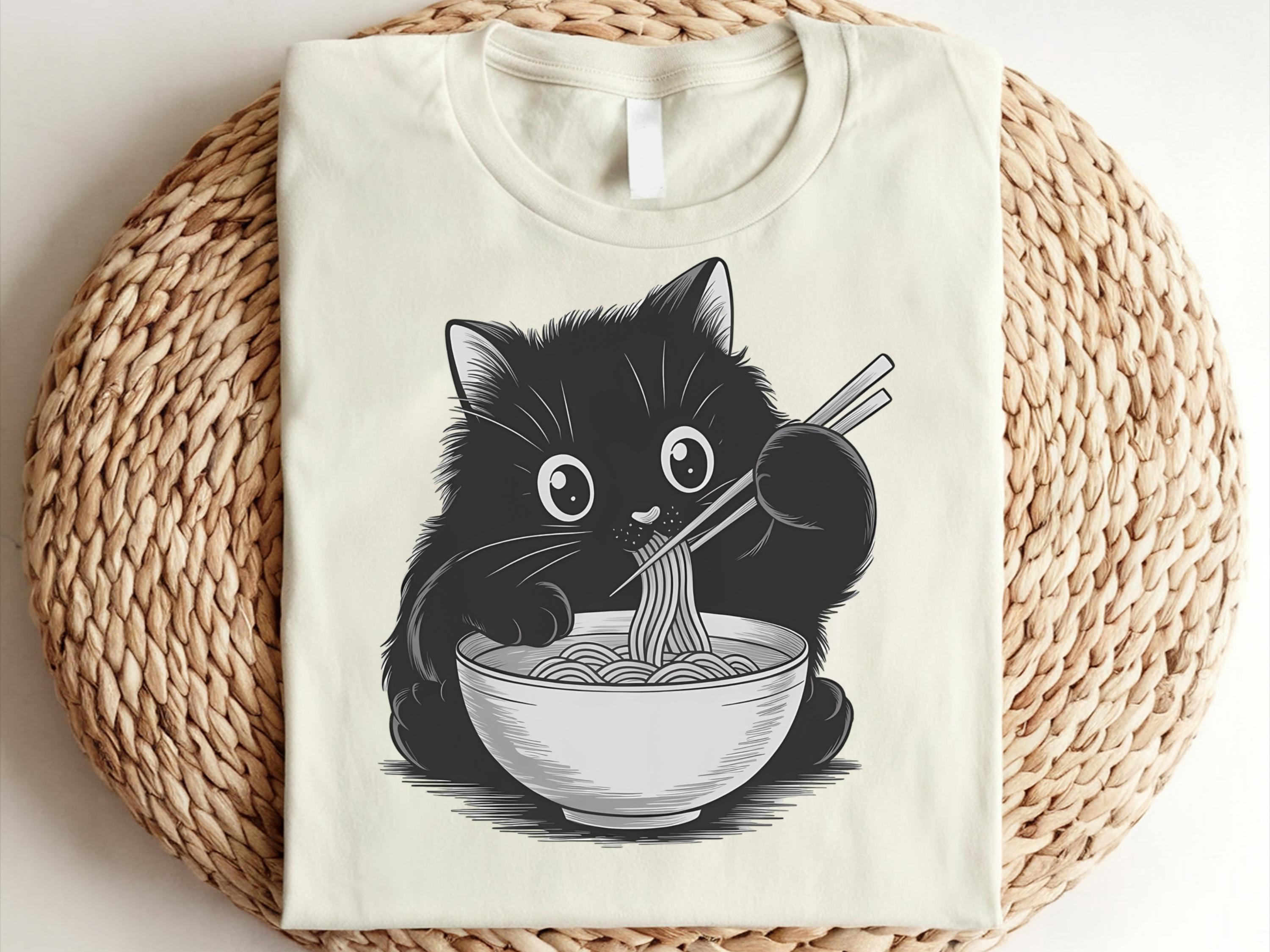 Noodle Cat Shirt Ramen Lover Shirt Ramen Cat T Shirt Black Cat Ramen Shirt Black Cat Lovers Shirt Noodle Shirt Funny Shirt Food Lovers Graphic Tee – Warm & Stylish · Top Pick For Any Outfit