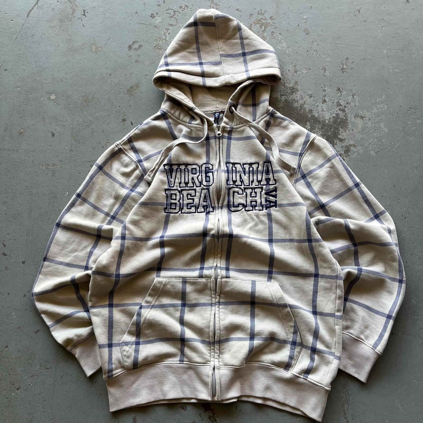 Vintage Y2K Virginia Beach Full Zip Plaid Grunge Hoodie Hoodie – Cozy Vibes · Top Pick For Any Outfit