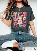 Happy Easter Bunny T shirt Retro Comfort Easter Shirt Floral Easter Rabbit Sweatshirt Cute Easter Gift Woman39s Easter Outfit Sweatshirt – Bold Style · Must-Have Style
