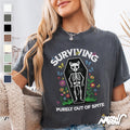 Surviving Purely Out of Spite Cat T Shirt Funny Skeleton Cat Tee Unisex Dark Humor Gift Graphic Tee – Everyday Comfort · Must-Have Style