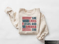 Retro USA Sweatshirt She Loves Jesus And America Too T shirt Womens USA Shirt Patriotic Mom Gift Funny USA Crewneck Jesus Lover Tee Sweatshirt – Cozy Vibes · Must-Have Style