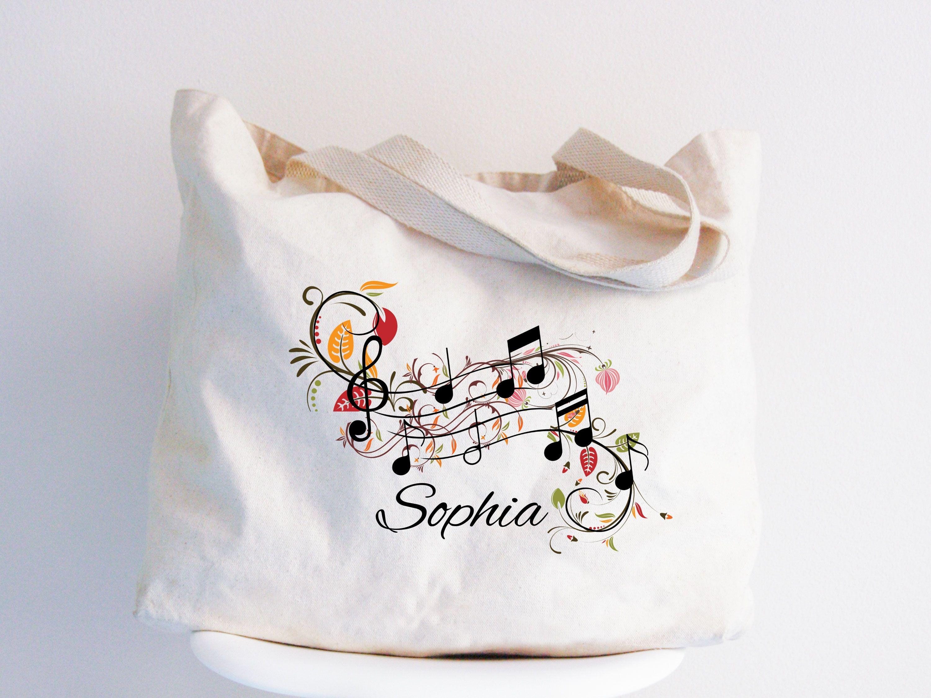 Personalized Music Notes Tote Bag Gift for Musicians Music Notes Bag Music Lover Tote Music Inspired Bag Music Floral Bag Music Tote Tote Bag – Premium Graphic · Great Gift For Fans