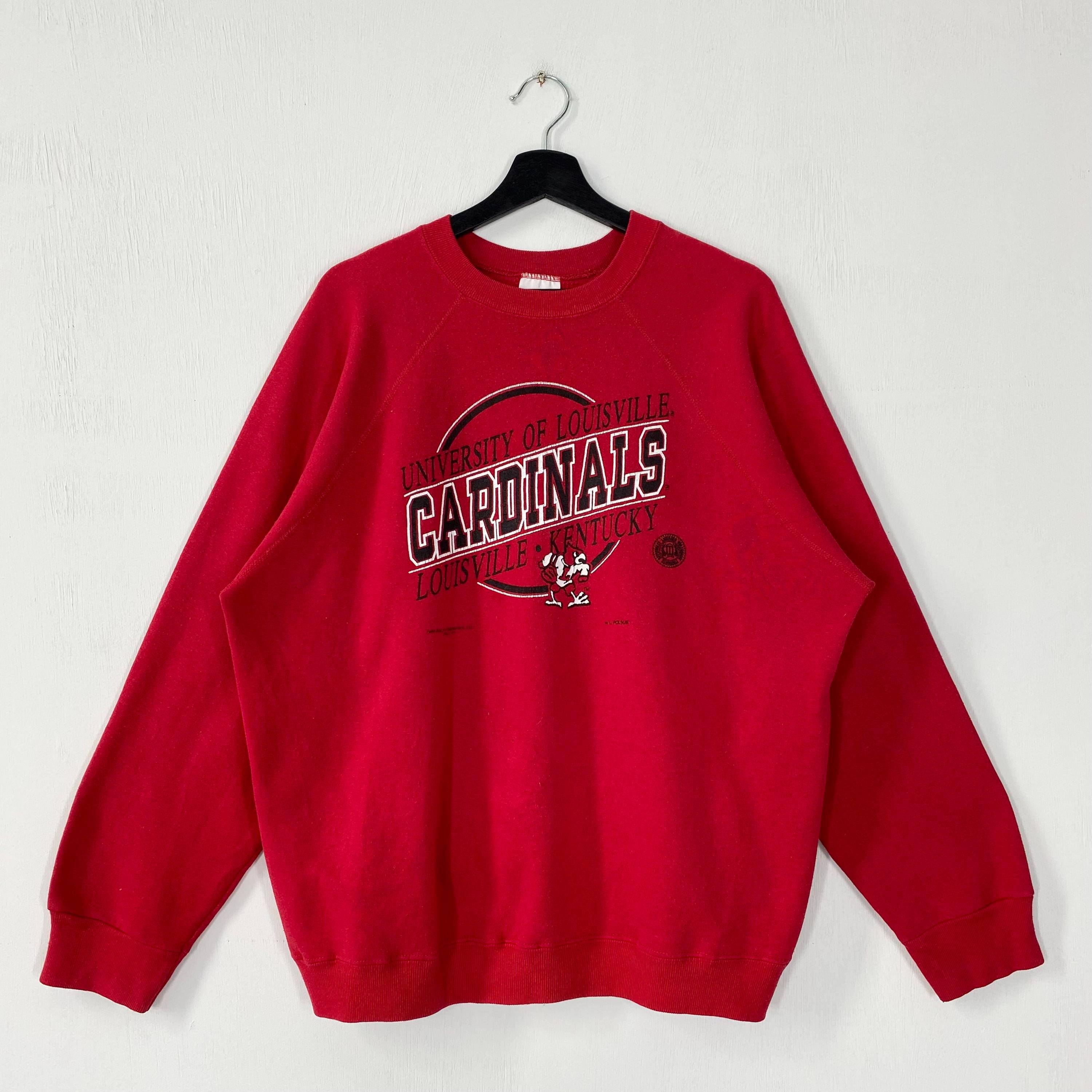 Vintage 90s University Louisville Sweatshirt Louisville Crewneck Louisville Sweater Pullover Louisville Cardinals Print Logo Red Large Sweatshirt – Easygoing Wear · Great Gift For Fans