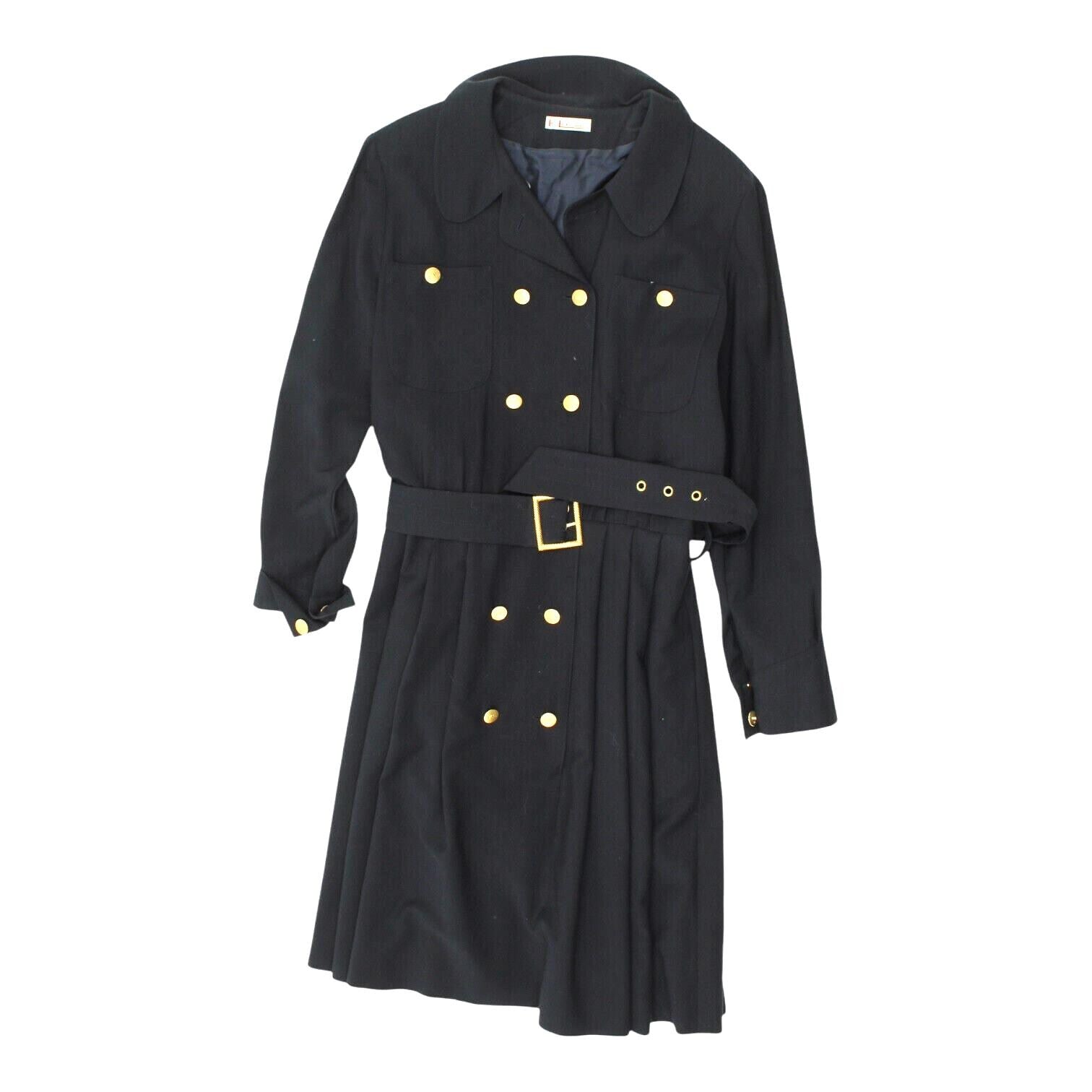 Karl Lagerfeld Womens Coat Vintage Navy Designer Wool Belted Overcoat Collared Graphic Tee – Everyday Comfort · Great Gift For Fans