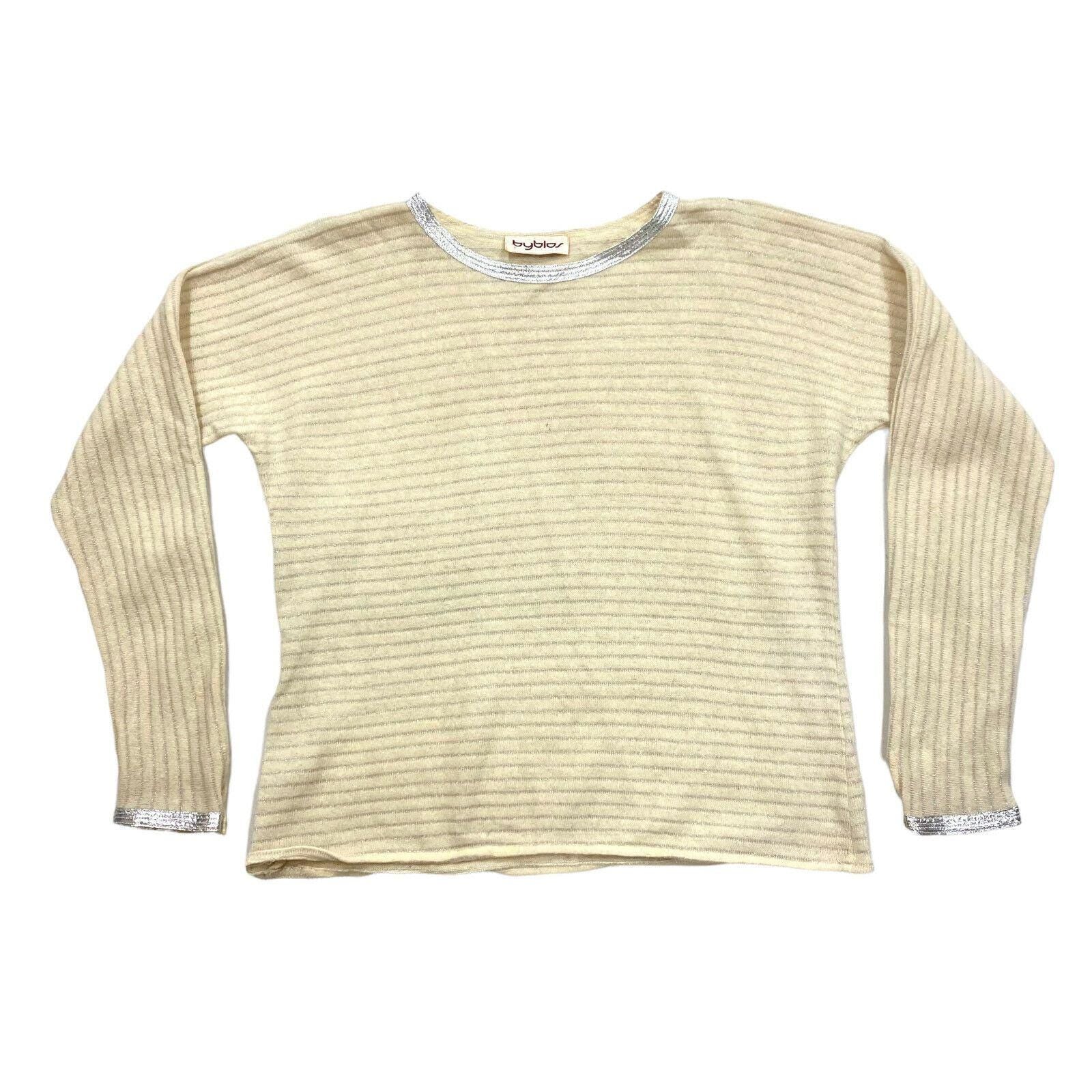 Byblos Off White Jumper Vintage Womens Wool Knit Designer Sweater Sparkly Graphic Tee – Soft Feel · Top Pick For Any Outfit