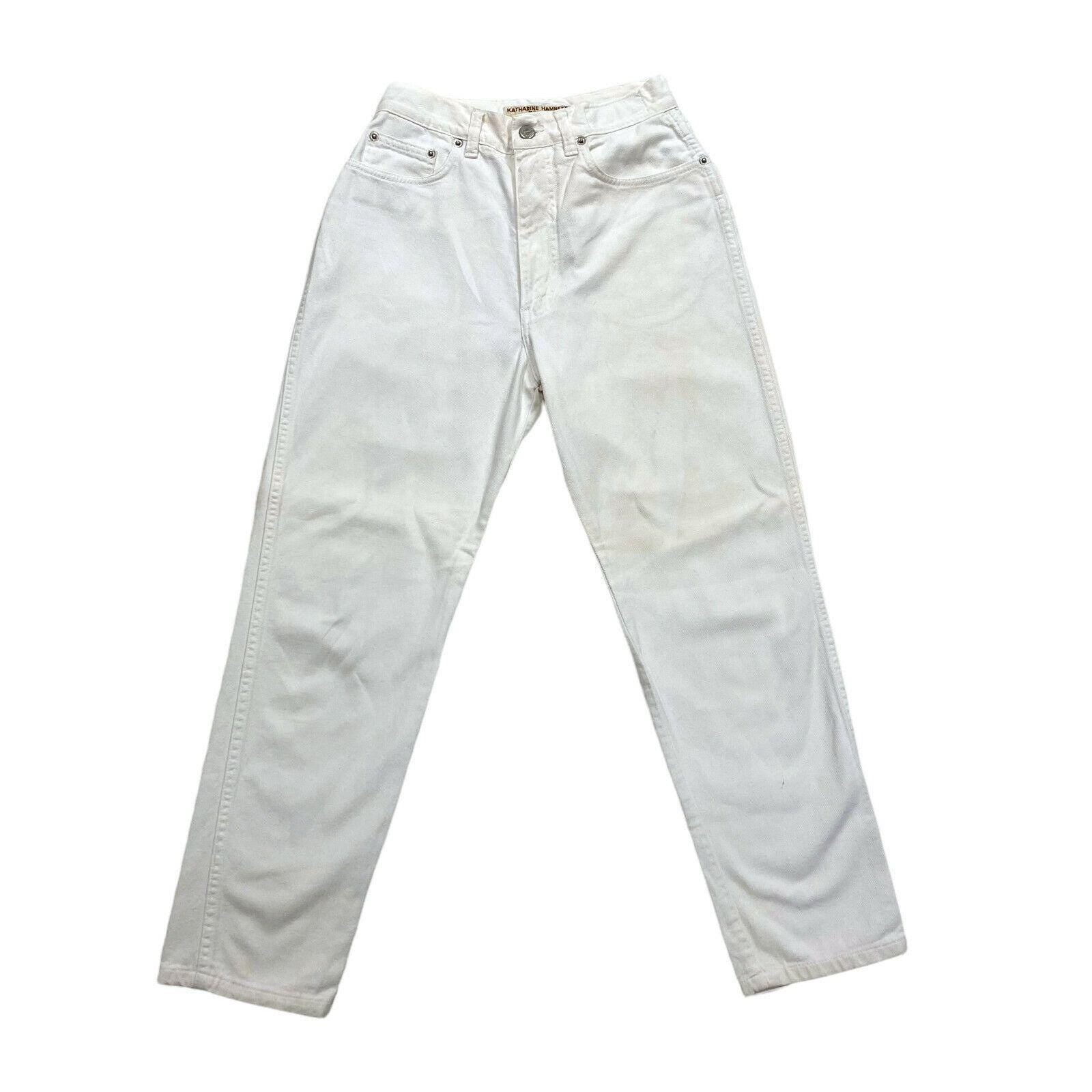 Katharine Hamnett Denim Jeans Vintage Womens White High Rise Tapered Designer Graphic Tee – Cozy Vibes · Great Gift For Fans