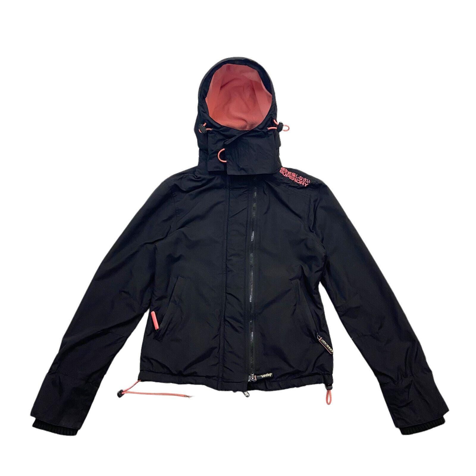 Superdry Windcheater Rain Jacket Vintage Womens Black Hooded Designer XS Graphic Tee – Warm & Stylish · Perfect For Daily Wear