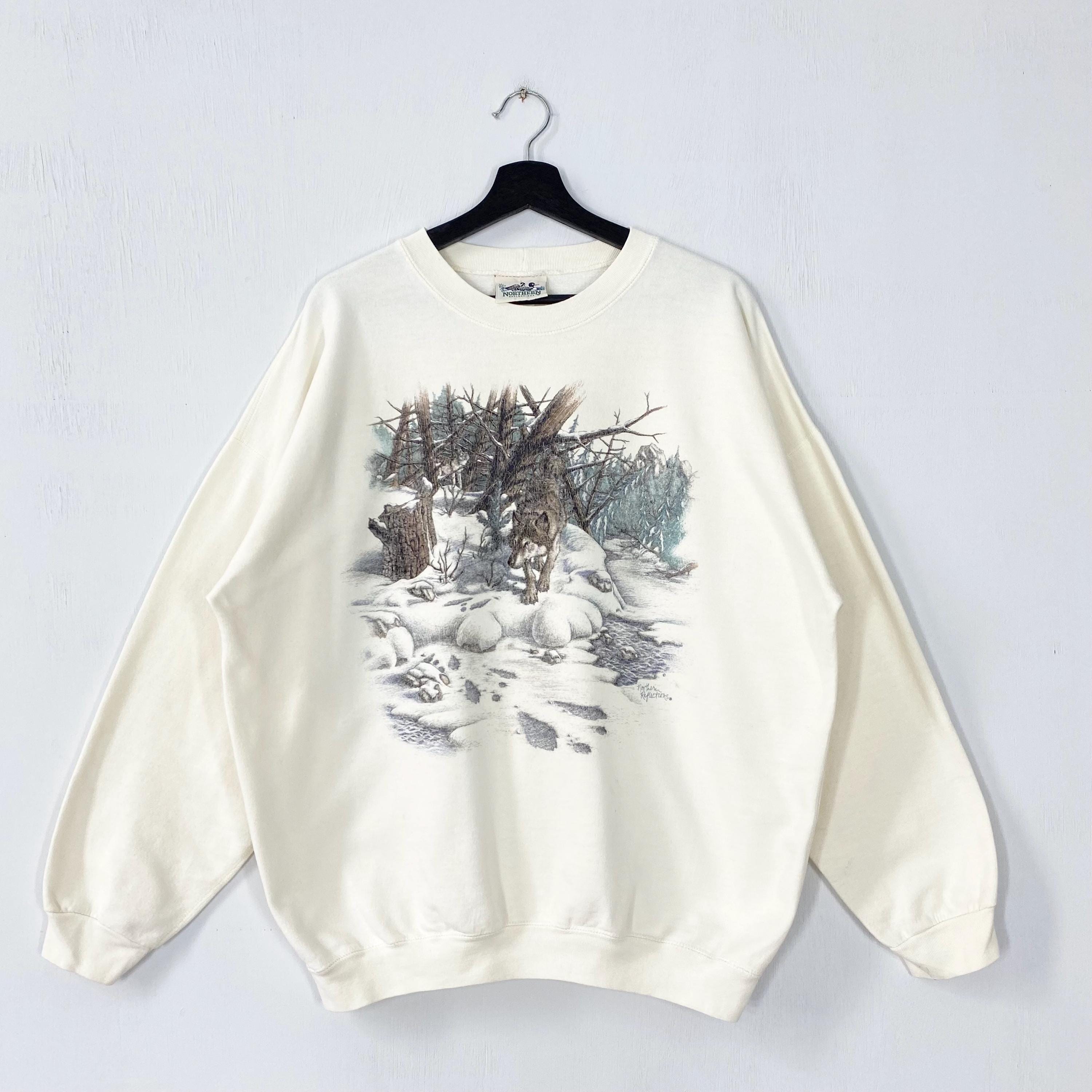 Vintage 90s Outdoor Outfitters Sweatshirt Wolf Crewneck Deer Sweater Pullover Wildlife Dog Eagle Wolf Ducks Bear Print Logo White XLarge Sweatshirt – Soft Feel · Great Gift For Fans
