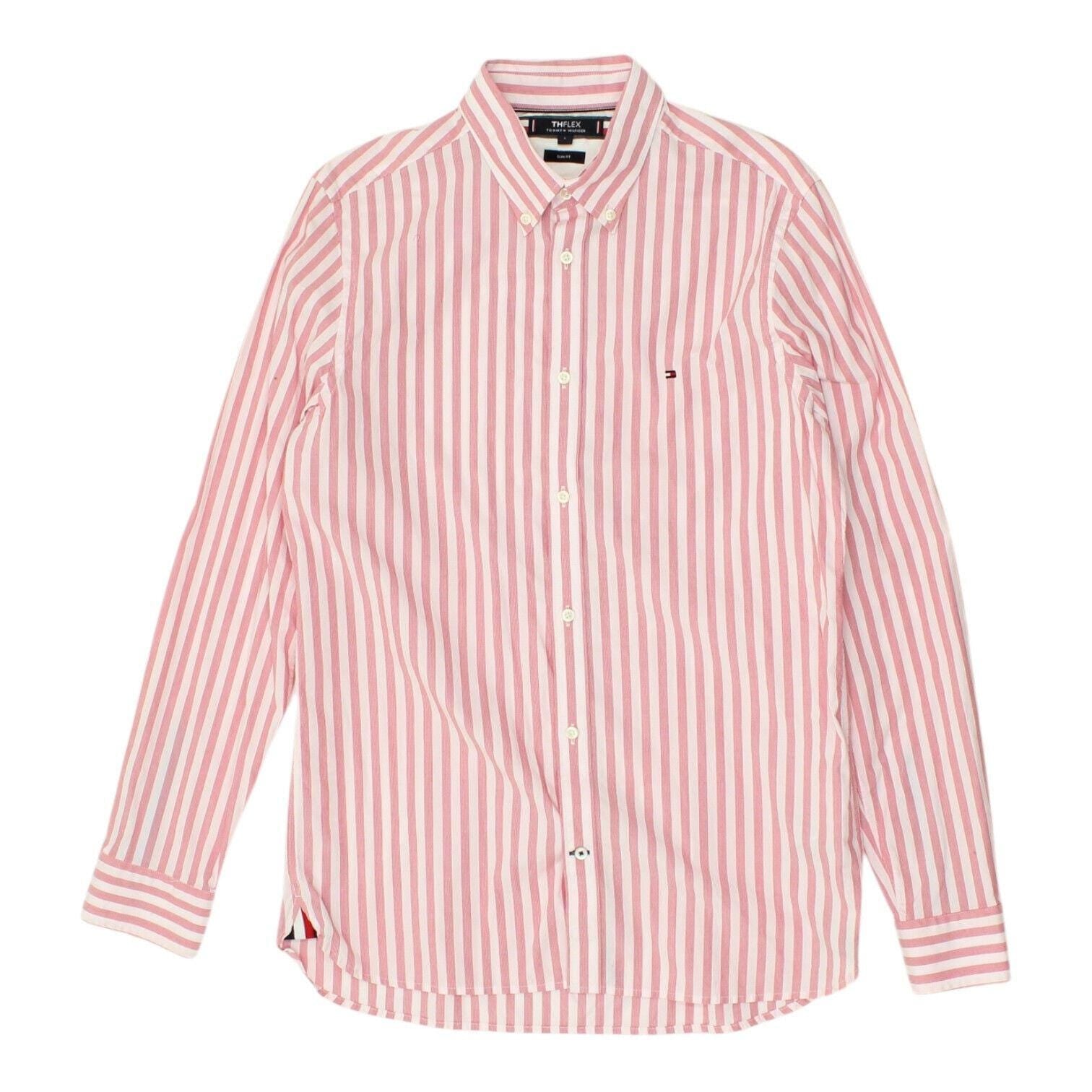 Tommy Hilfiger Flex Shirt Mens Pink Striped Button Down Collar Designer Formal Graphic Tee – Premium Graphic · High-Quality Print