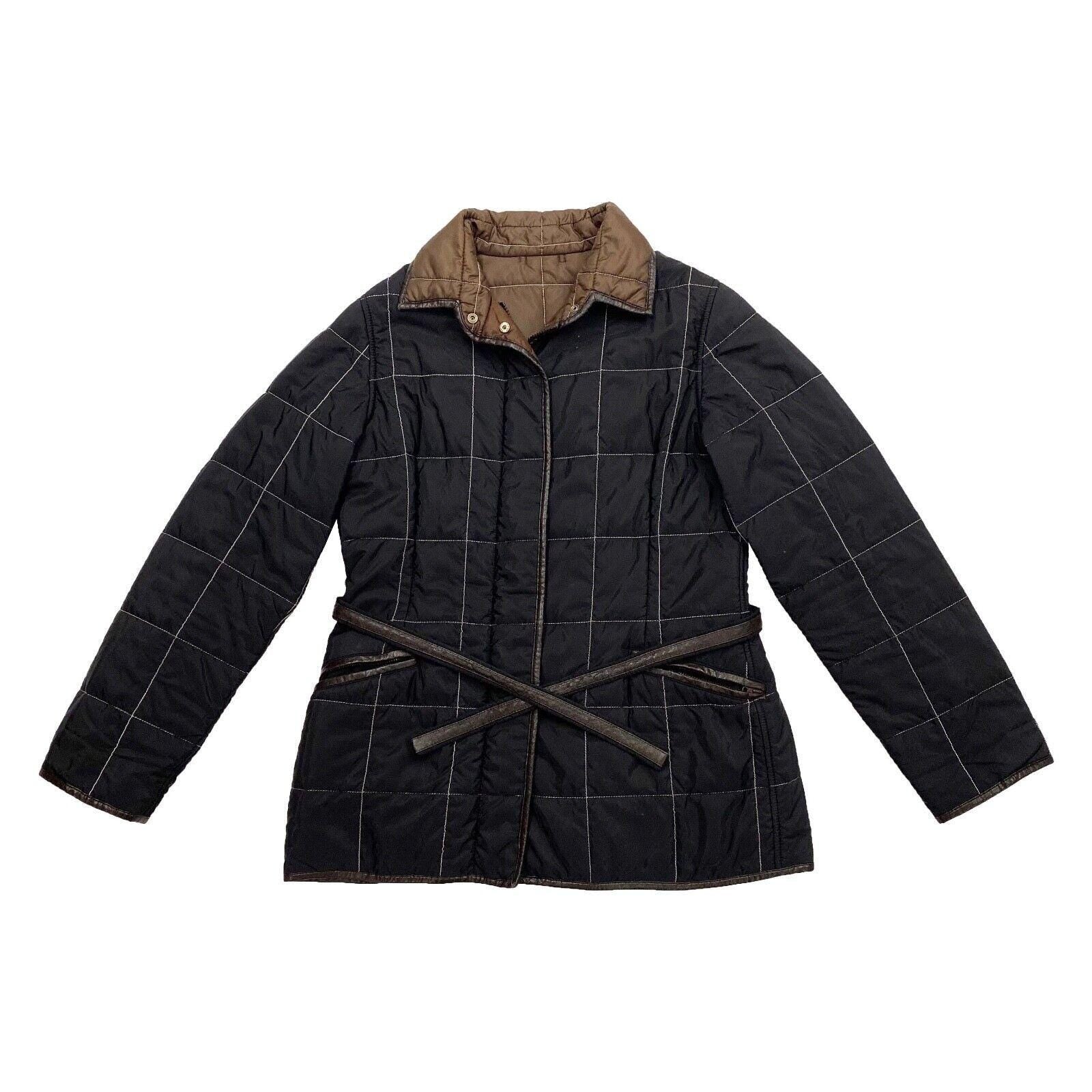 Fay Womens Quilted Coat Vintage Black High End Designer Belted Jacket Full Zip Graphic Tee – Cozy Vibes · Must-Have Style