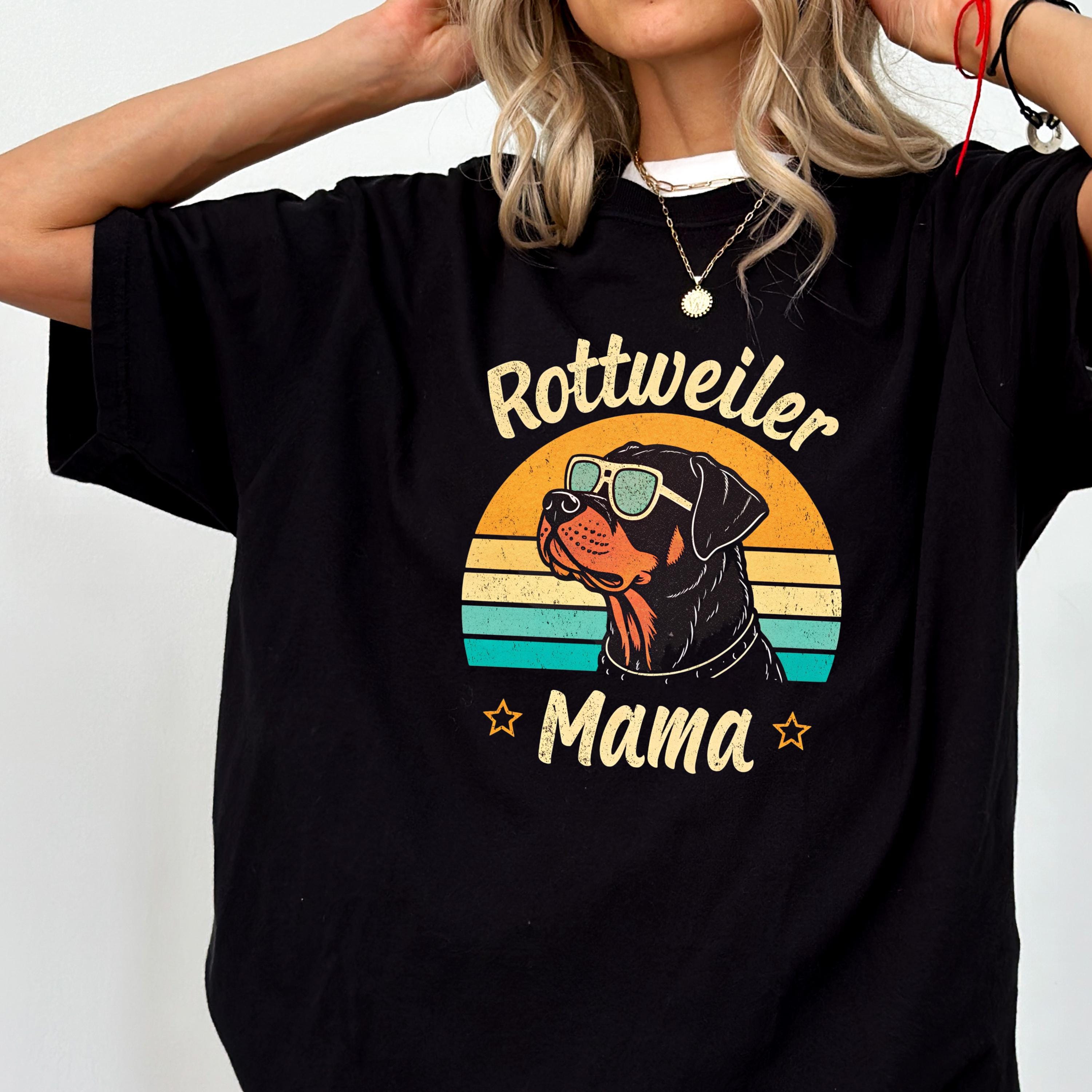 Rottweiler Mama T Shirt Retro Dog Lover Shirt Cool Dog Mom Tee Funny Pet Owner Apparel Vintage Canine Graphic Tee Gift for Dog Moms Graphic Tee – Soft Feel · Top Pick For Any Outfit