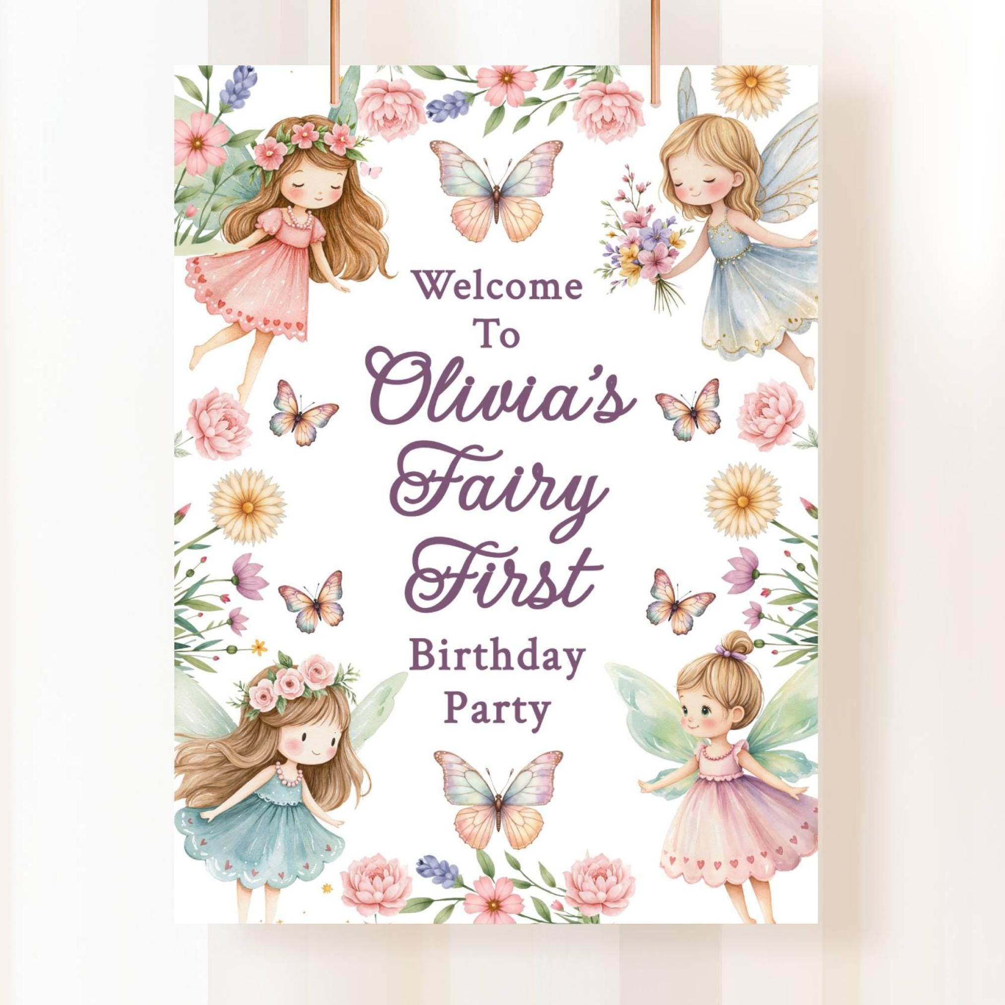 Fairy First Sign Fairy First Birthday Welcome Sign Fairy 1St Birthday Girl Fairy Birthday Sign Garden Fairy Party Decor First Birthday FB1 Graphic Tee – Cozy Vibes · Perfect For Daily Wear