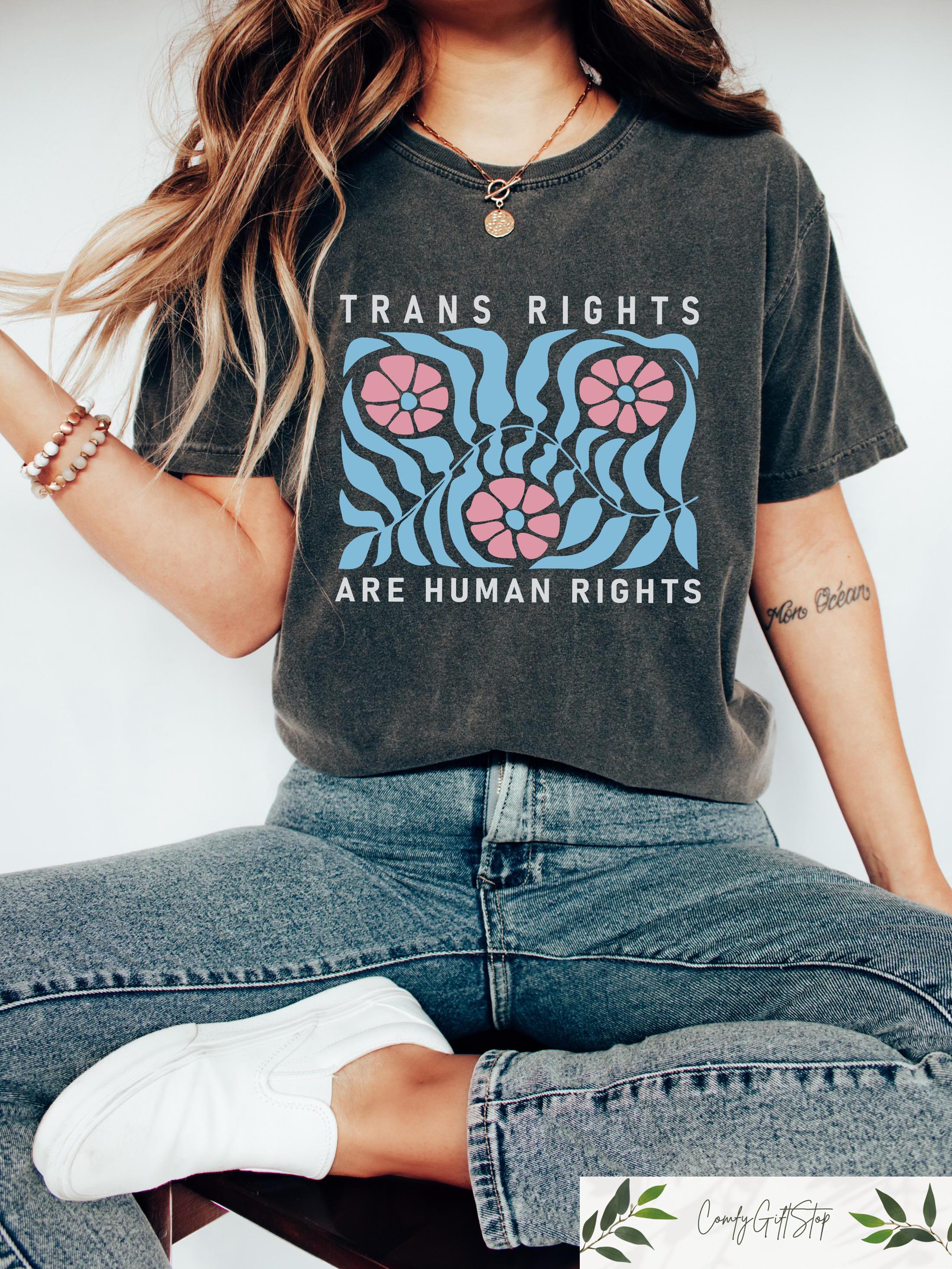 Retro Comfort T shirt Protect Trans Folks Shirt Colorful Matisse Sweatshirt Inspired Floral Transgender Gift Gender Queer Pride Tee Sweatshirt – Bold Style · Top Pick For Any Outfit