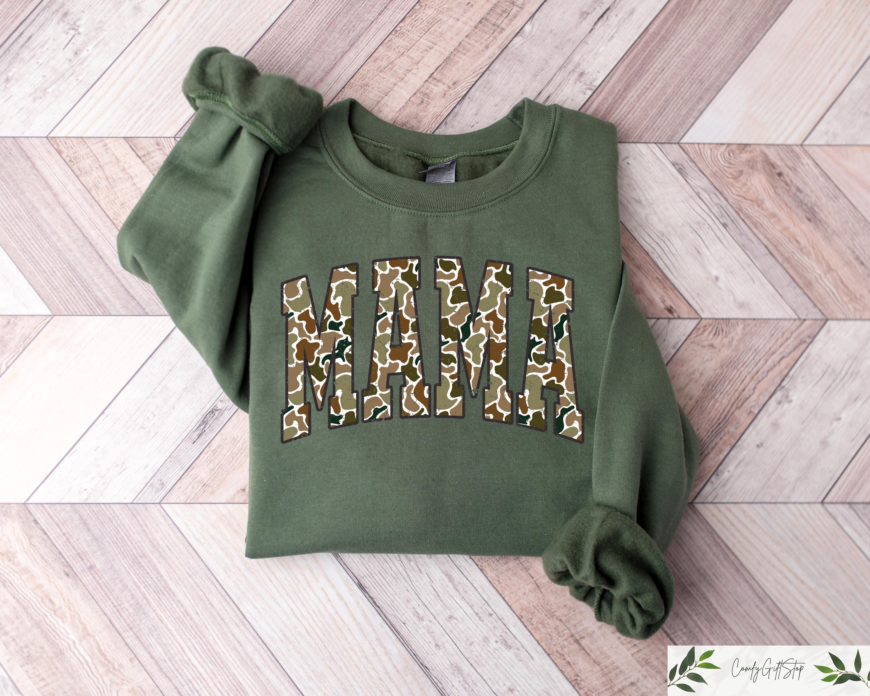 Hunting Mama Sweatshirt Duck Hunting Tshirt Mama Of Hunters Shirt Mothers Day Tee Camo Mama Gift Mom Life Crewneck Mother39s Day Outfit Sweatshirt – Bold Style · High-Quality Print