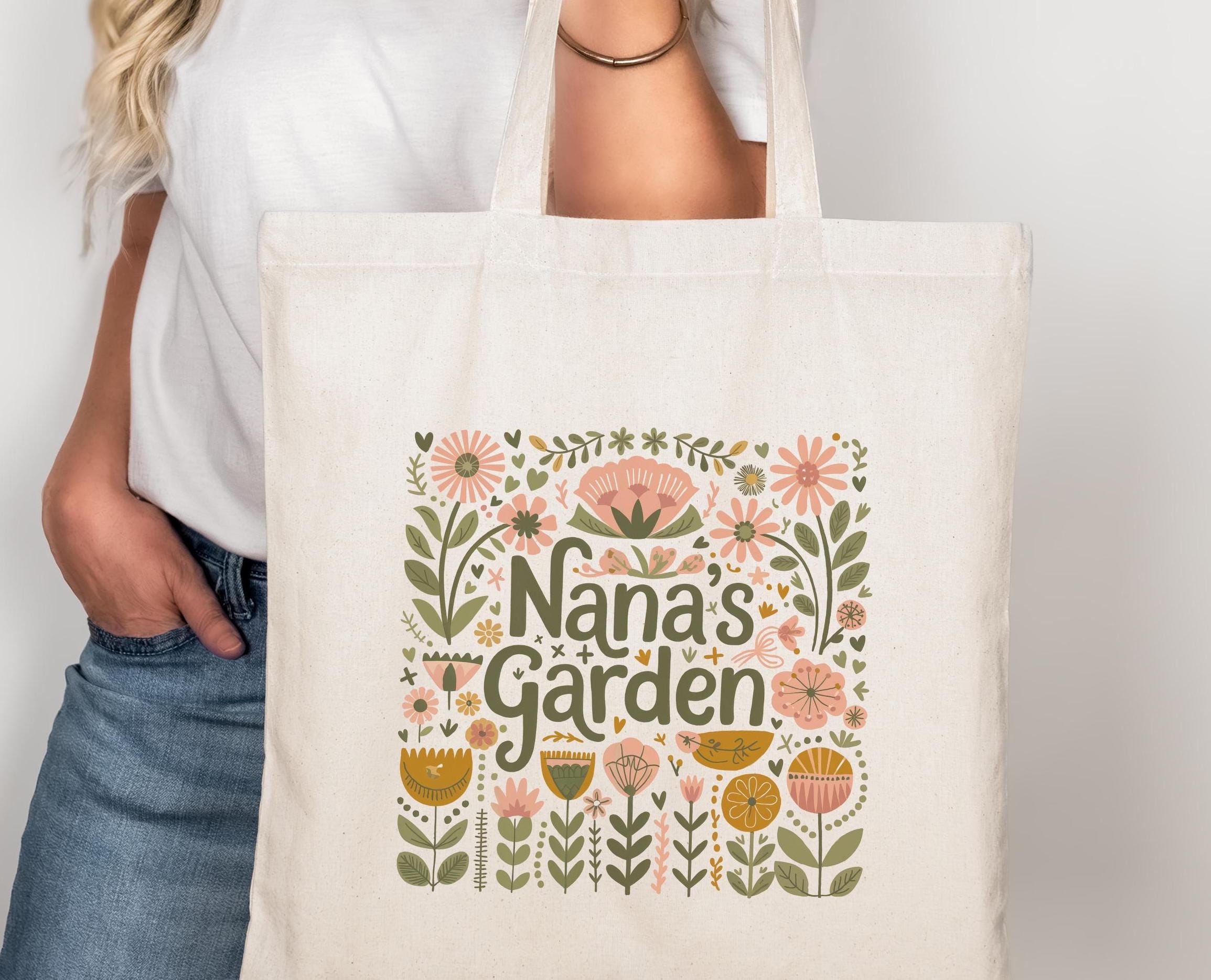 NANA39s Garden Tote Bag Cute Mother39s Day Gift for Nana Eco Friendly Cotton Canvas Bag Nana Gift from Grandkids Tote Bag – Feel-Good Design · Top Pick For Any Outfit