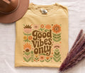 Good Vibes T shirt Retro Boho Flower Design quotGood Vibes Onlyquot Shirt Motivational Positive Vibes Tee Graphic Tee – Warm & Stylish · Top Pick For Any Outfit