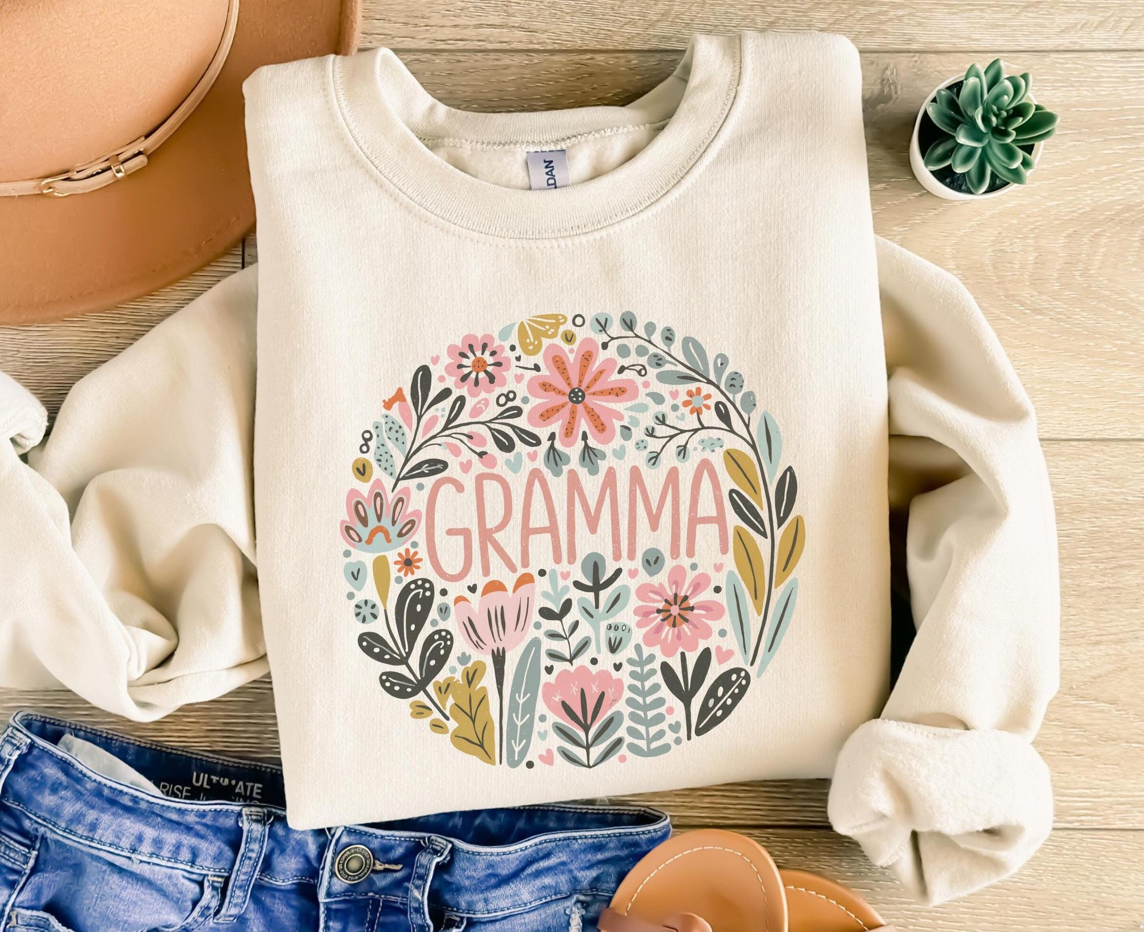 Floral GRAMMA Sweatshirt Grandma Gift for Mother39s Day Abstract Boho Flower Pullover Gift for Gramma Sweatshirt – Bold Style · High-Quality Print