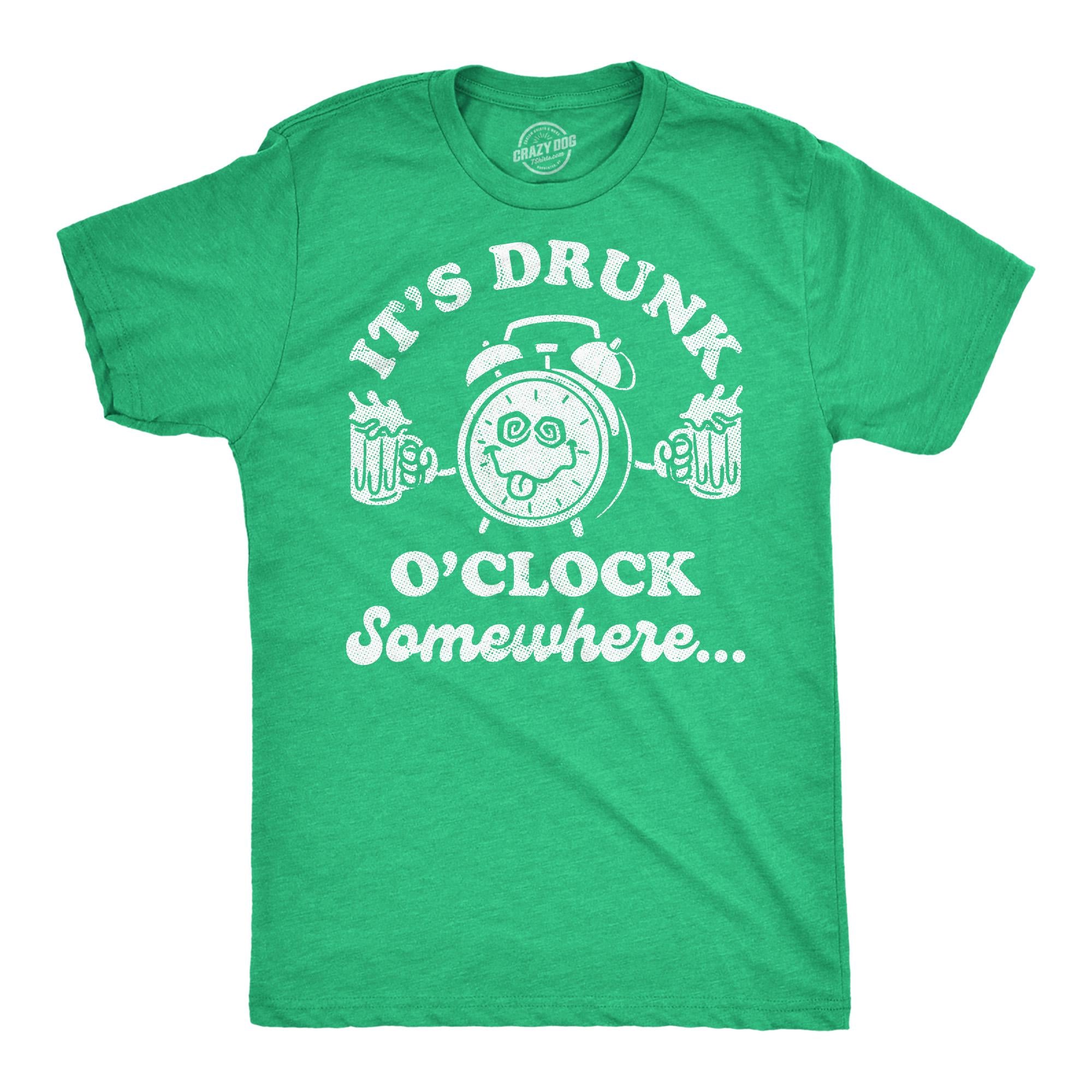 It39s Drunk O39 Clock Somewhere St Patrick39s Day Shirt Lucky Green Irish Shirt Clover Shirt Funny Shirts Drinking Shirt Ireland Party Graphic Tee – Bold Style · Must-Have Style